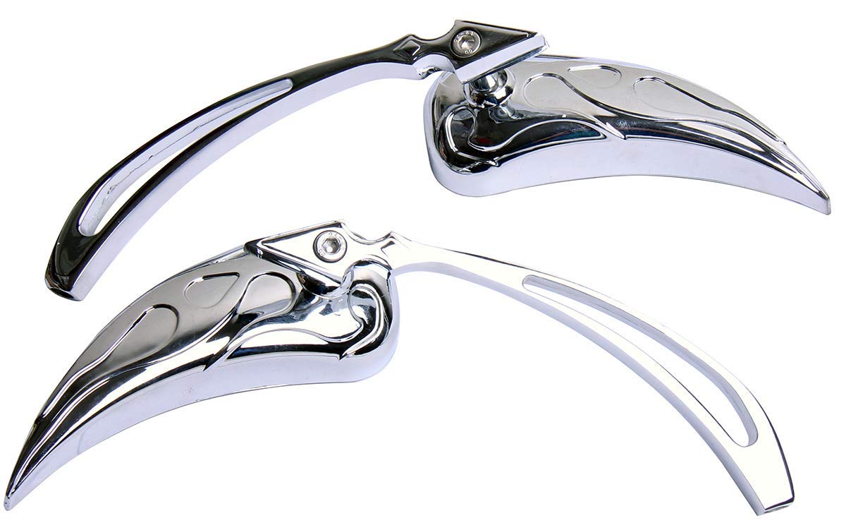 Chrome CNC Tear Drop Motorcycle Rear View Mirrors - Compatible with 2020 Suzuki Boulevard M109R Boss - High-Quality Bike Mirrors for Enhanced Safety & Style - Perfect for Cruiser Riders & Long-Distance Touring