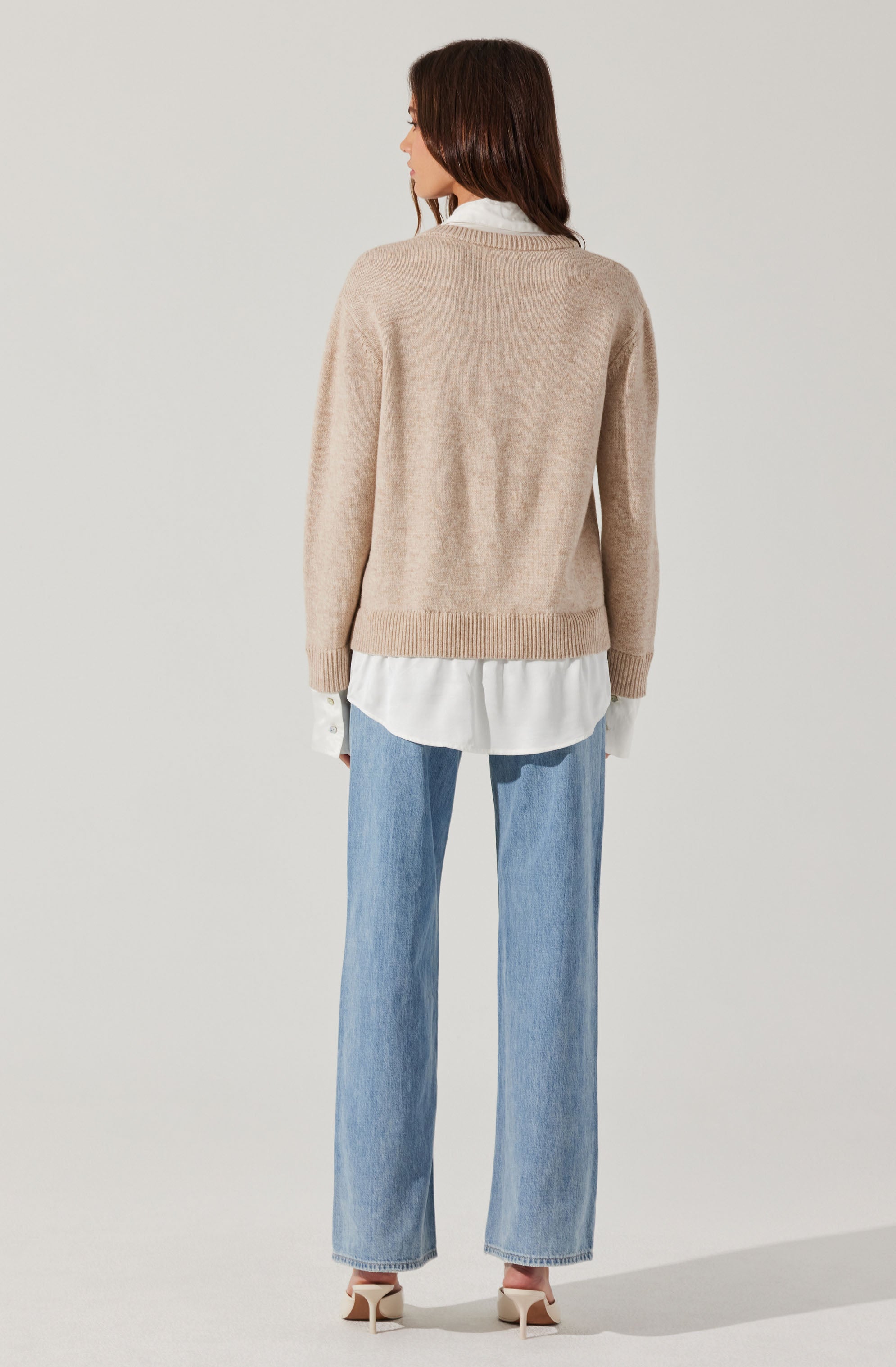 Jianna Mixed Media Layered Sweater for Women - Trendy Knit Pullover with Textured Details | Perfect for Fall Fashion, Office Wear & Casual Outfits