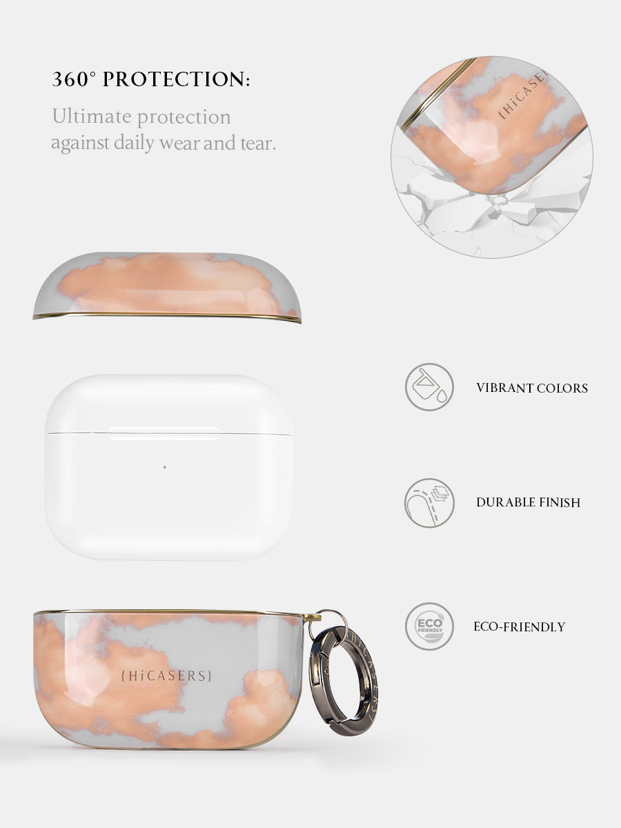 Iridescent Pink AirPods Case with Cloud Design - Trendy & Protective Cover for AirPods 1/2/3 & Pro - Perfect for Travel, Work & Everyday Use