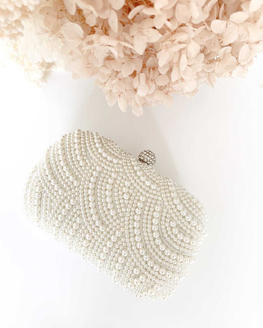 Elegant Pearl Bridal Clutch for Wedding - Luxury Beaded Evening Bag for Bride, Bridesmaids & Prom - Perfect for Ceremony, Reception & Formal Events