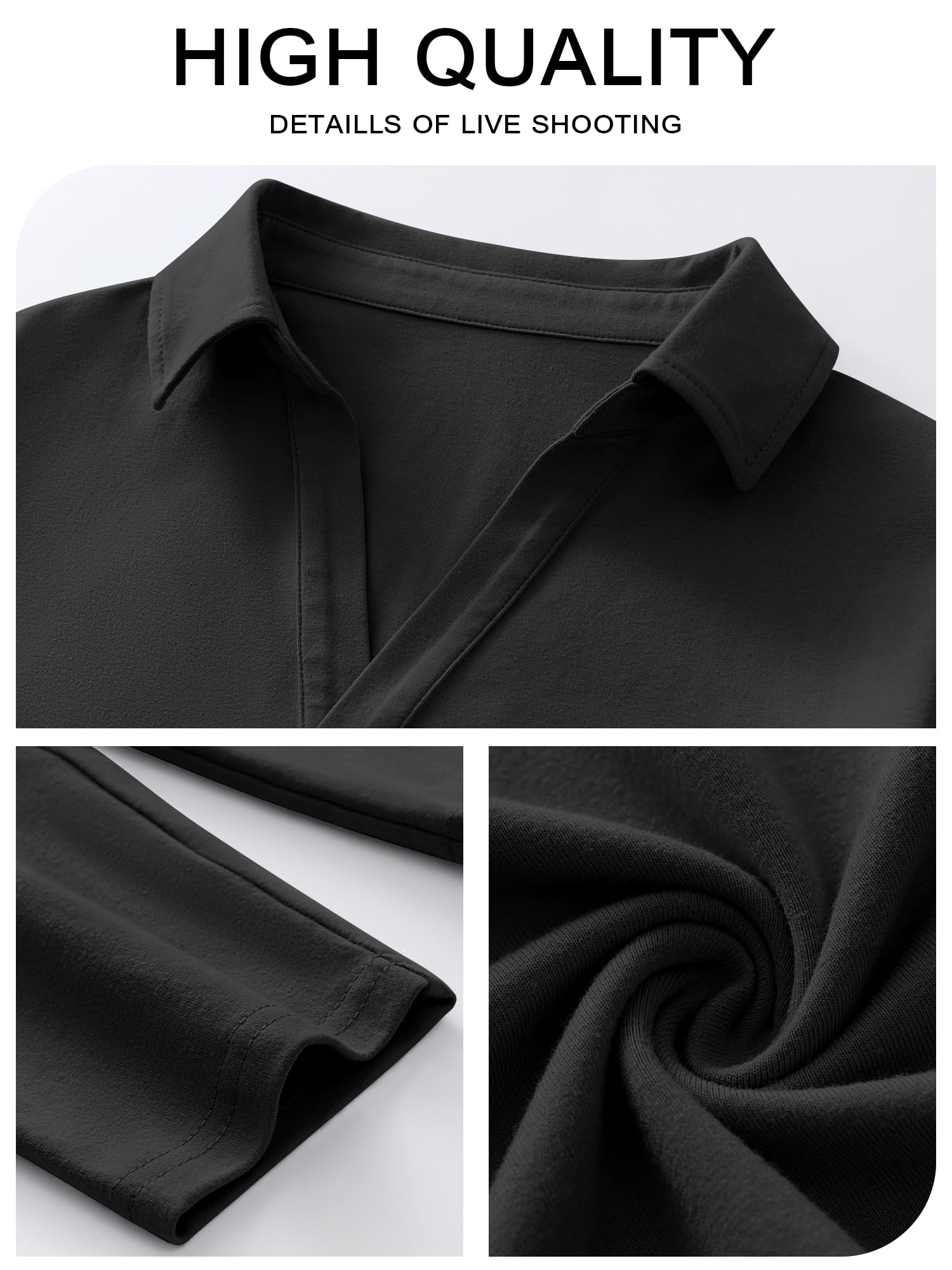 ANRABESS Women's Long Sleeve Polo Shirt - Casual V Neck Collared Blouse, Loose Fit Work Top for Spring & Summer | Office Wear, Business Casual, Weekend Outfits