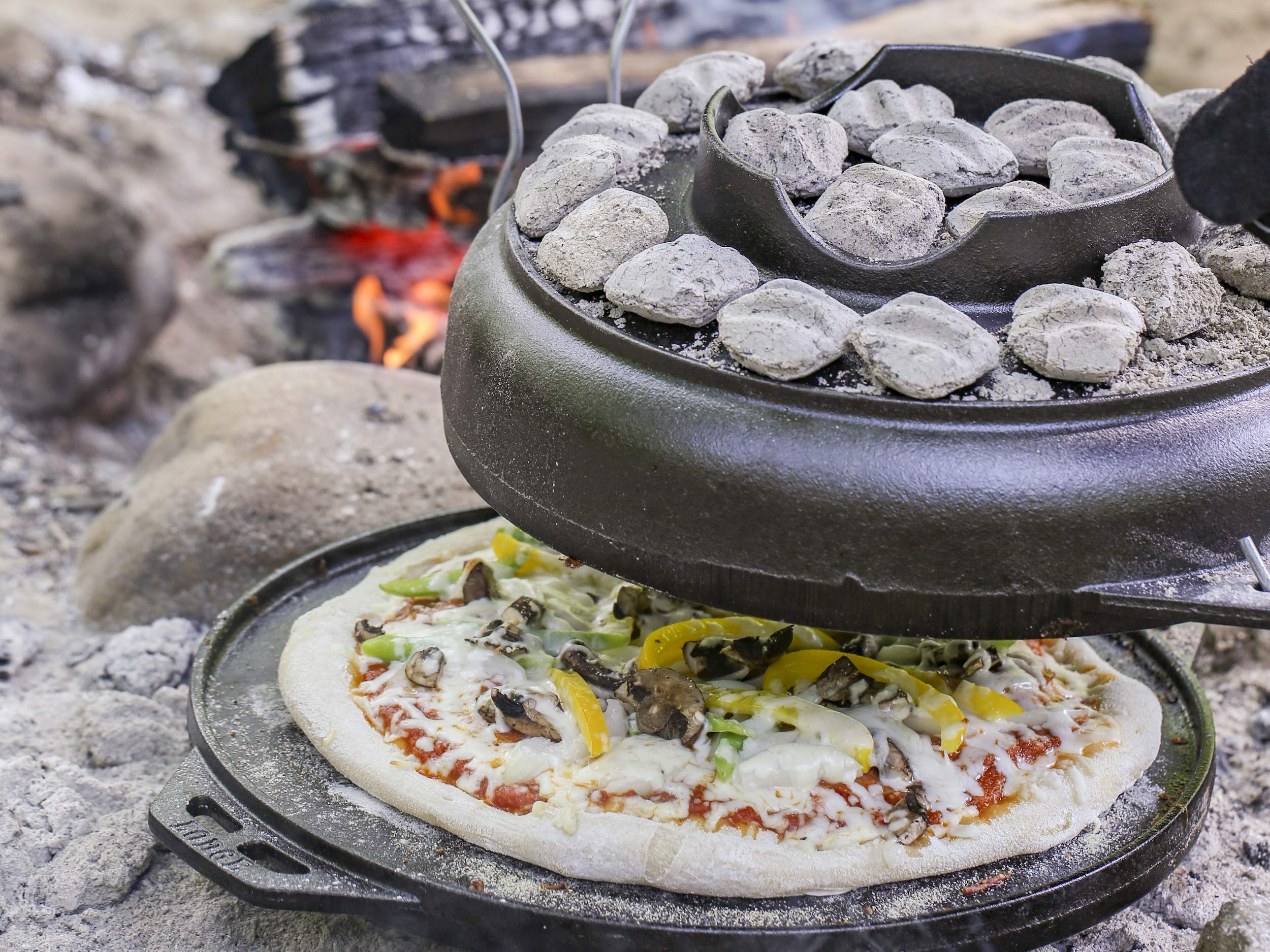Lodge Cast Iron Cook-It-All Kit - 5-Piece Cast Iron Cookware Set with Reversible Grill/Griddle (14 Inch), 6.8 Quart Dutch Oven/Wok, Heavy Duty Handles & Cooking Guide - Perfect for Camping, Outdoor Cooking & Home Kitchen Use