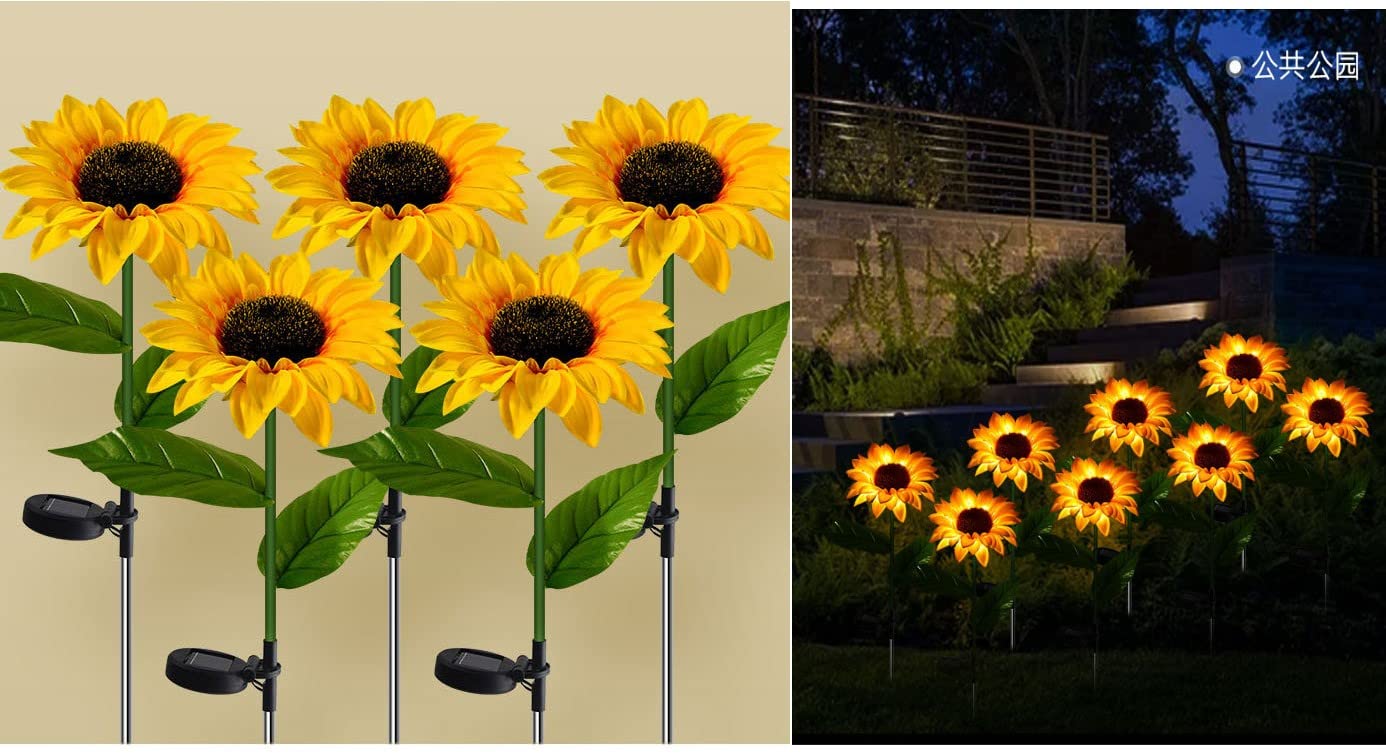 Solar Powered LED Sunflower Lights for Outdoor Garden Decor - Waterproof Lawn & Yard Lighting for Patio, Pathway, and Landscape Decoration
