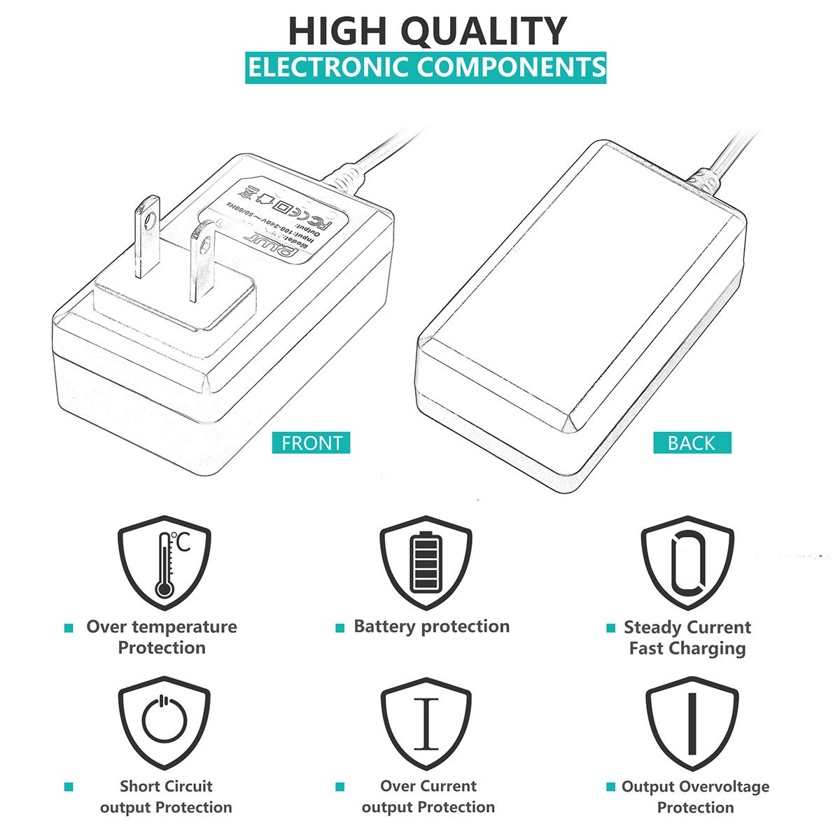 NETGEAR ProSAFE GS105Ev2 Wireless Router Power Adapter Charger - 6.6FT AC/DC Cable Replacement - Perfect for Home Office & Small Business Network Setup
