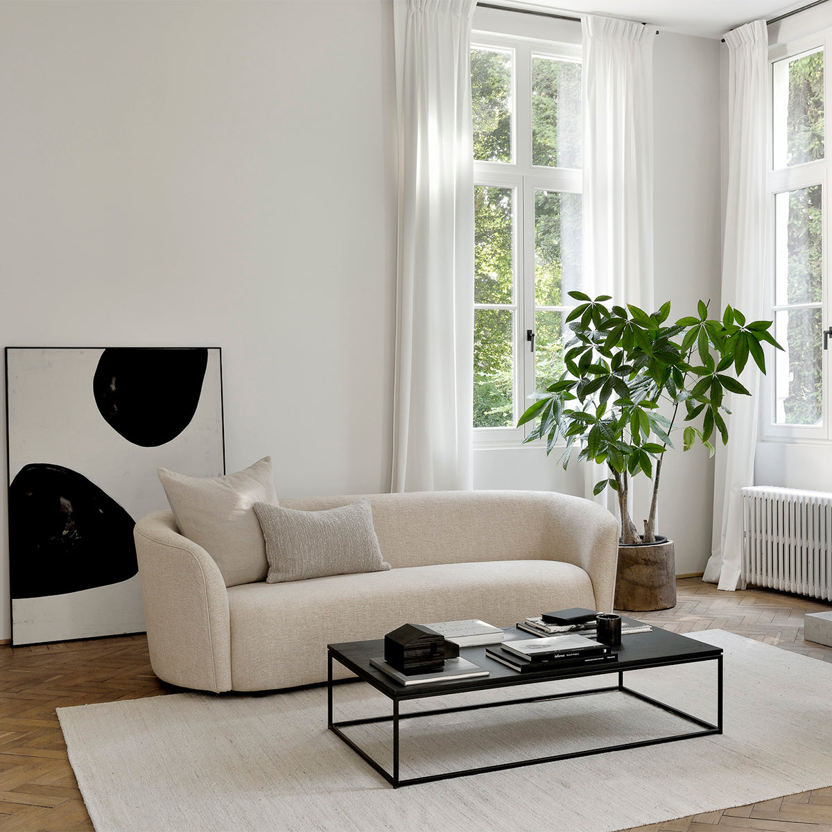 Ellipse 3-Seater Fabric Sofa - Modern Living Room Furniture for Small Spaces | Comfortable Couch for Apartments, Condos & Cozy Homes