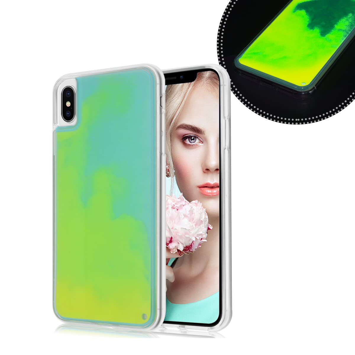 Glow in The Dark iPhone 7/8 Case - 4.7 Inch Fluorescent Phone Cover with Luminous Sand Design | Hard PC + Soft TPU Protection | Perfect for Nighttime Visibility & Party Use