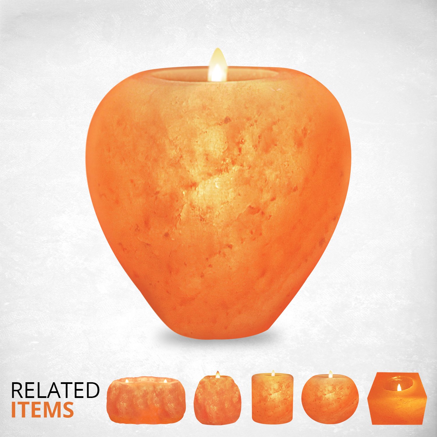 Himalayan Pink Salt Tealight Candle Holder - 100% Pure Natural Crystal Salt Lamp for Night Light & Home Decor | Apple Shape Design | Perfect for Bedroom, Bathroom, Yoga & Meditation Spaces