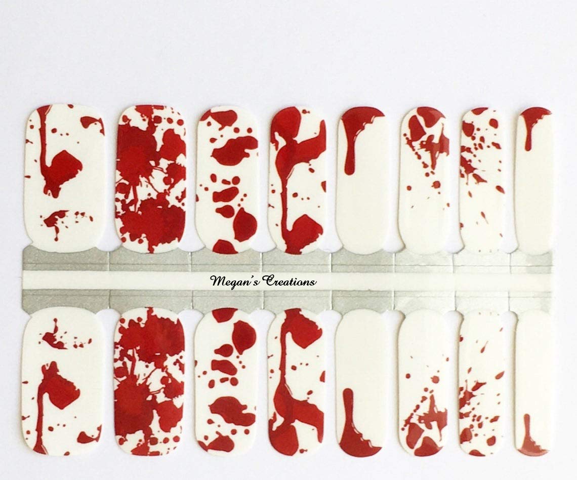 Halloween Blood Splatter Nail Polish Wraps - Self-Adhesive Nail Polish Strips for Spooky Halloween Nails - Perfect for Costume Parties, Trick or Treat, and Horror Theme Events