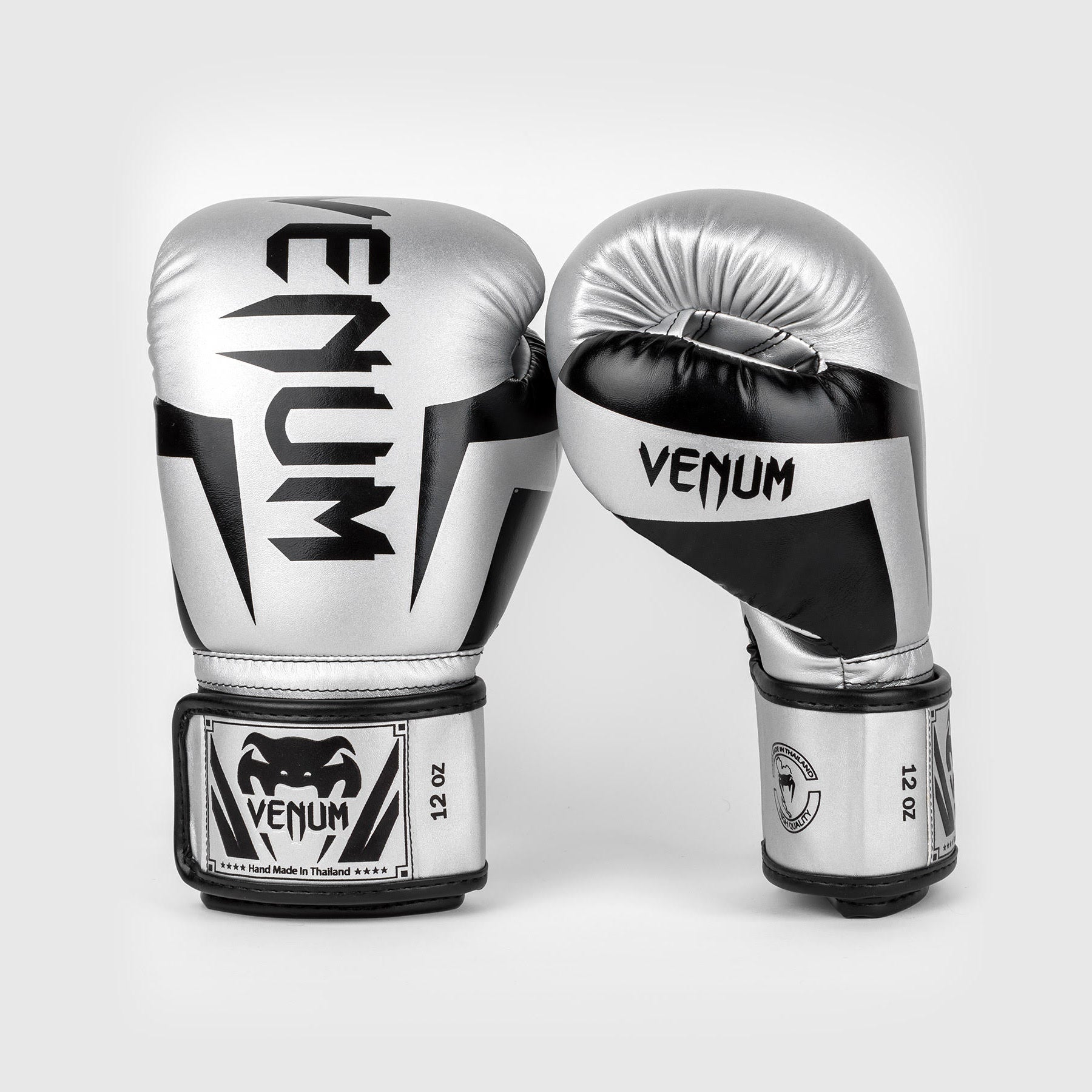Venum Elite Boxing Gloves for Men & Women - Premium Silver/Black Training Gloves for MMA, Kickboxing & Heavy Bag Workouts - Ideal for Gym, Sparring & Fitness Training
