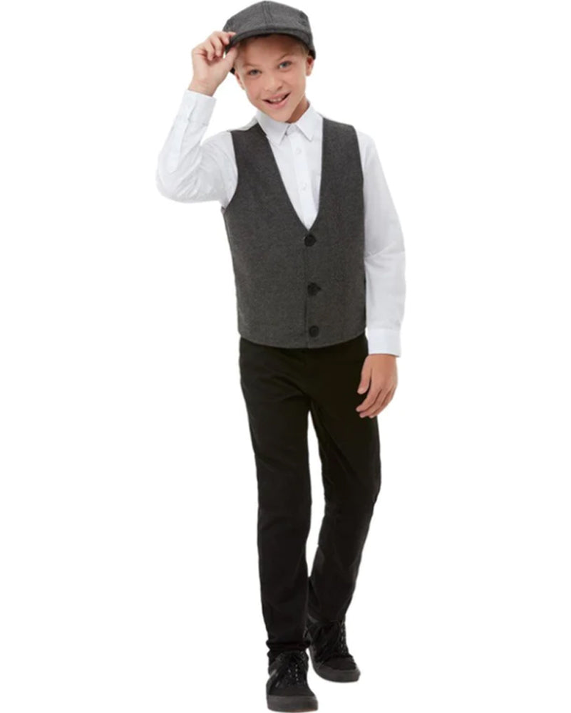 1920s Gangster Costume for Boys - Vintage Waistcoat & Hat Set - Perfect for Halloween, Dress-Up Parties & Themed Events