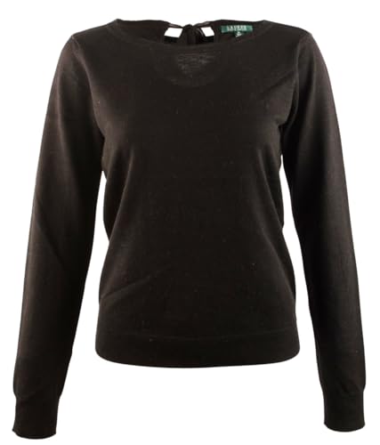 Women's Keyhole Tie-Back Sweater - Soft Knit Pullover for Fall & Winter - Casual Chic Black Sweater for Work, Date Night & Cozy Evenings