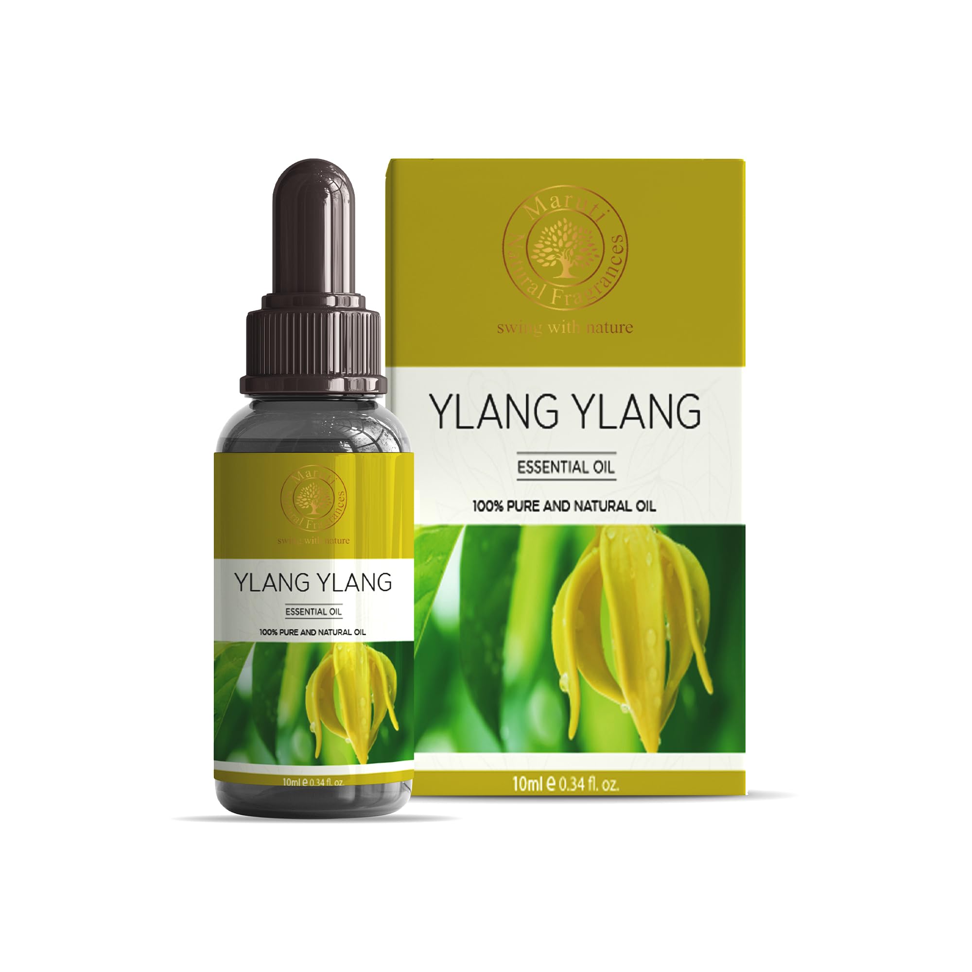 **MARUTI 100% Pure Ylang Ylang Essential Oil (10ml) - Undiluted, Therapeutic Grade for Aromatherapy, Pain Relief, Skin & Hair Care - Use in Diffusers, Massage, Steam Inhalation & DIY Beauty**