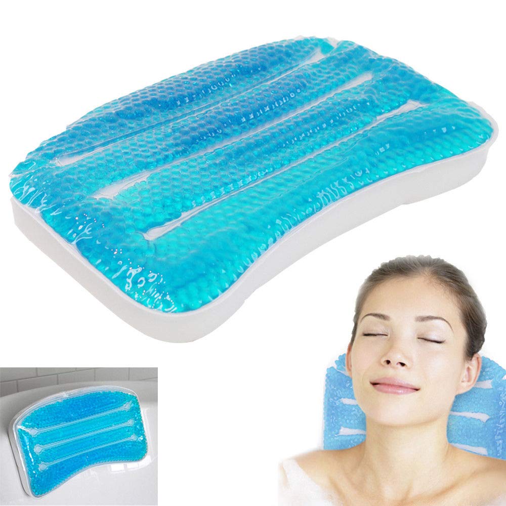 Cooling Gel Bath Tub Spa Pillow with Suction Cups - Comfort Neck Support for Relaxation - Perfect for Hot Baths, Hydrotherapy & Stress Relief
