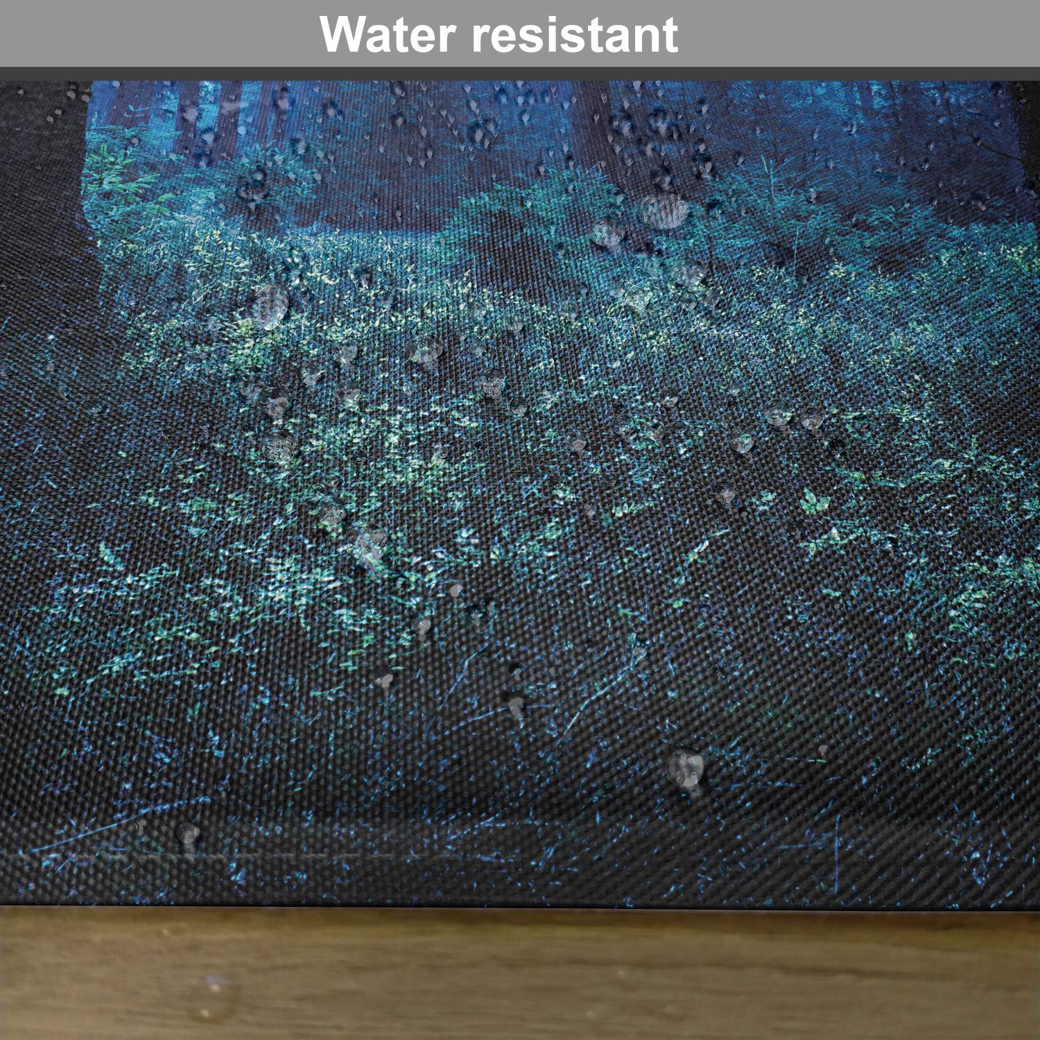 Ambesonne Set of 4 Washable Fabric Placemats - Misty Autumn Forest in Thuringia Germany, Blue Green White Nature Design for Dining Table & Kitchen Decor | Perfect for Fall Dinner Parties, Holiday Gatherings & Cozy Family Meals