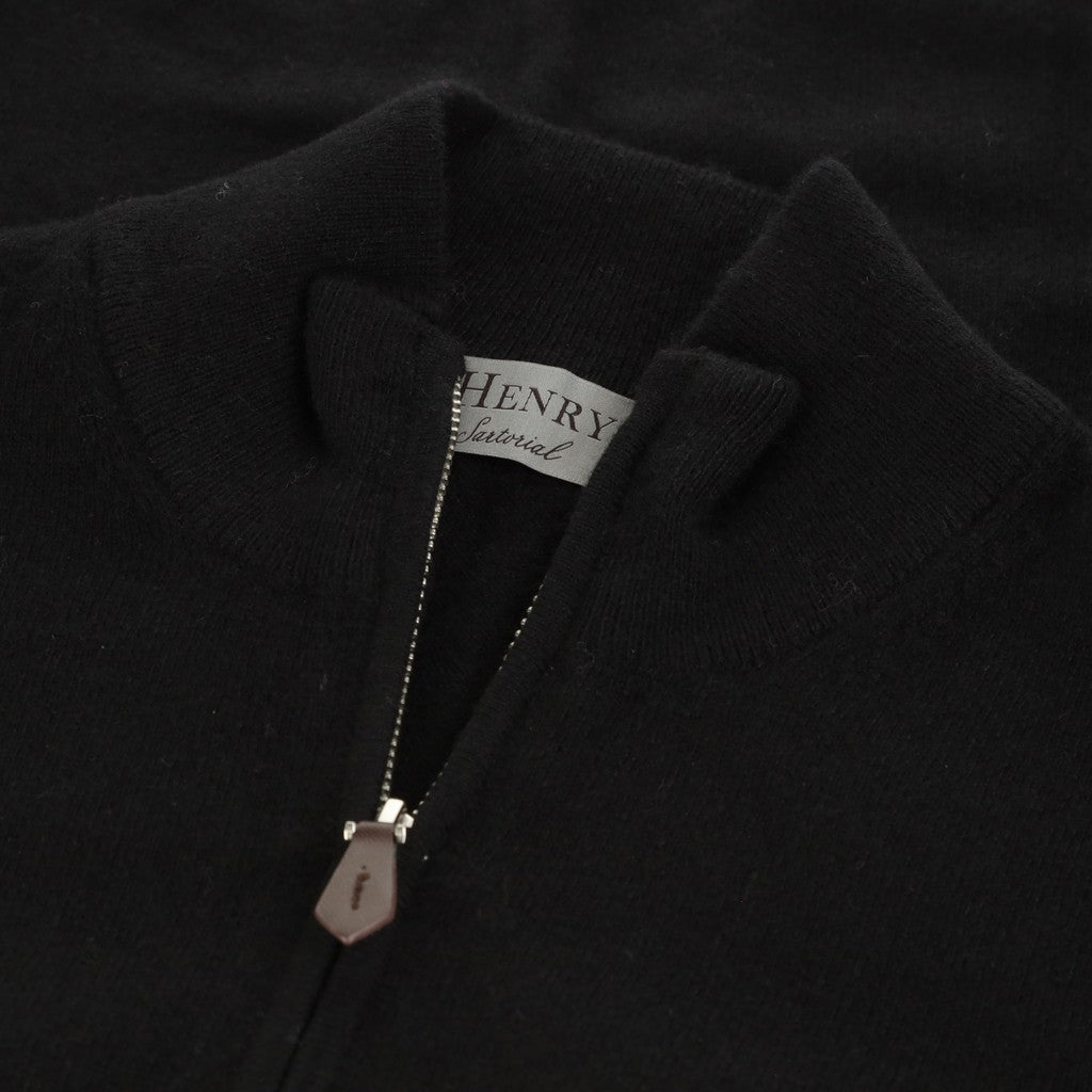 Premium 12GG Cashmere Quarter Zip Sweater for Men - Soft & Warm Black Pullover - Perfect for Office, Travel & Casual Outfits