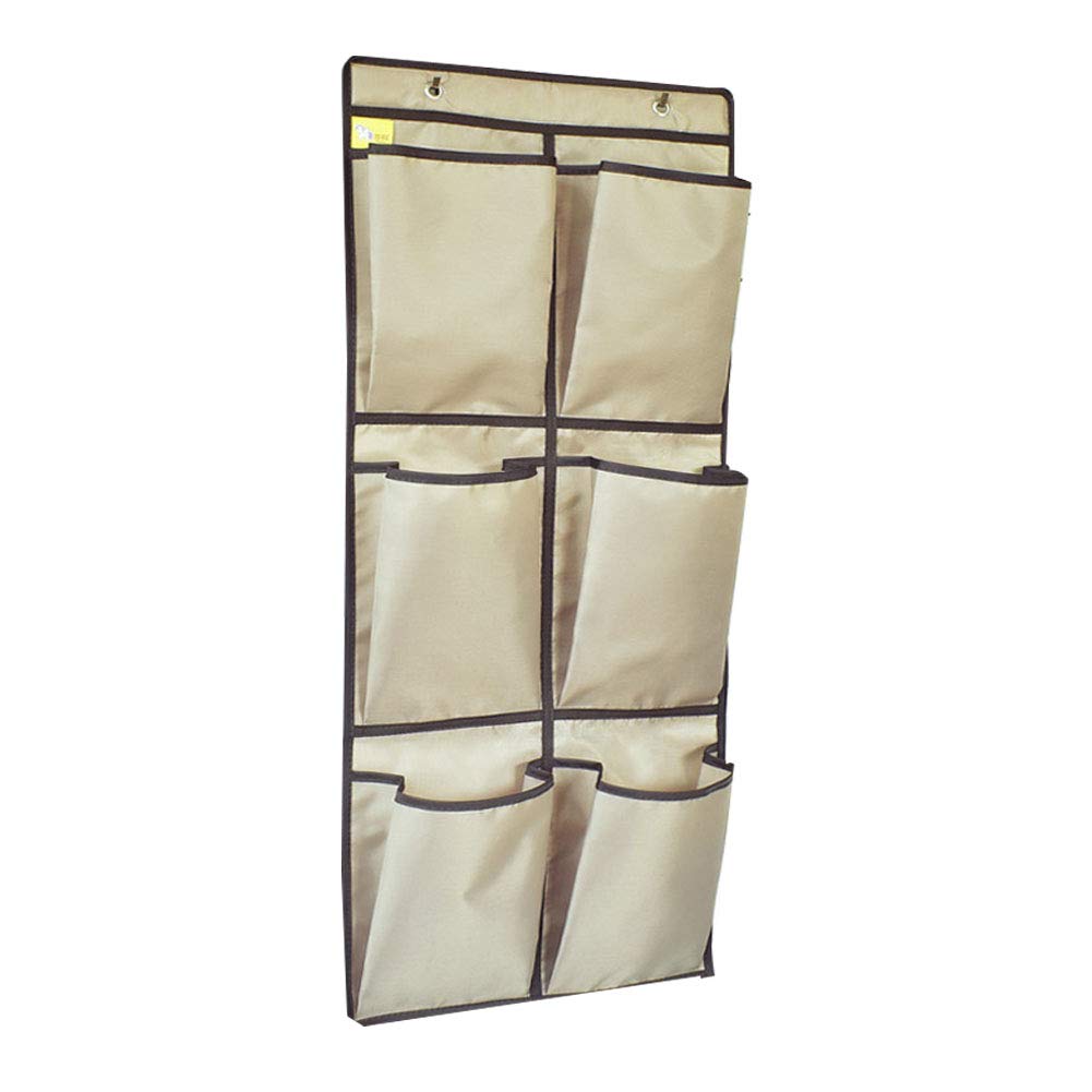 HeyToo Over The Door Shoe Organizer - 6 Large Pockets Oxford Fabric Hanging Storage for Shoes, Accessories & More - Space Saving Closet & Wall Organizer (Light Grey) - Perfect for Small Spaces, Dorm Rooms & Entryway Organization