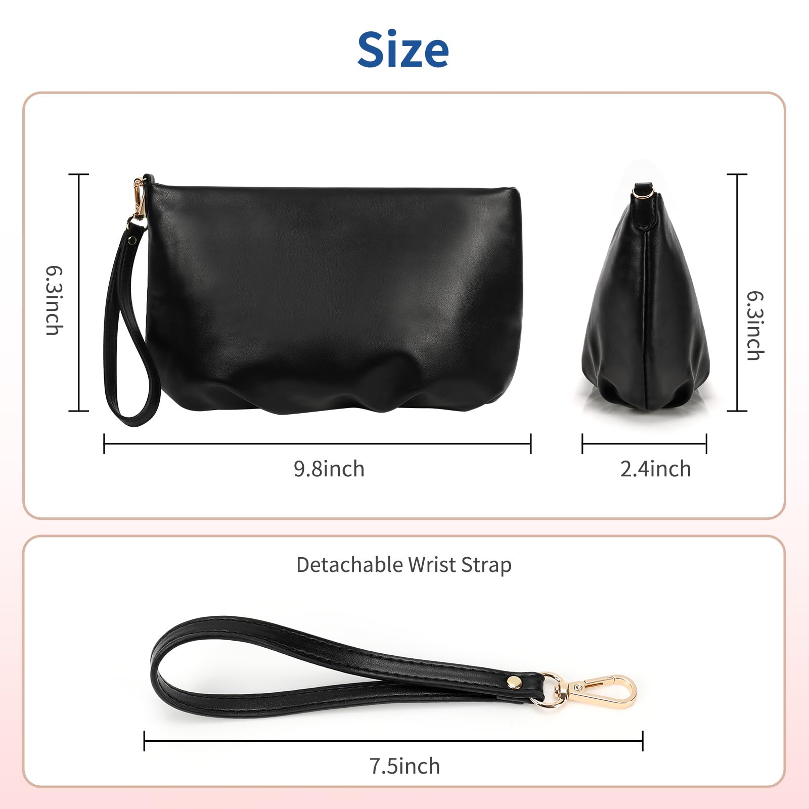 Small Makeup Bag for Women | Waterproof PU Leather Travel Cosmetic Organizer | Portable Cute Makeup Pouch for Cosmetics & Toiletries | Perfect for Travel, Gym & Daily Use (Black)
