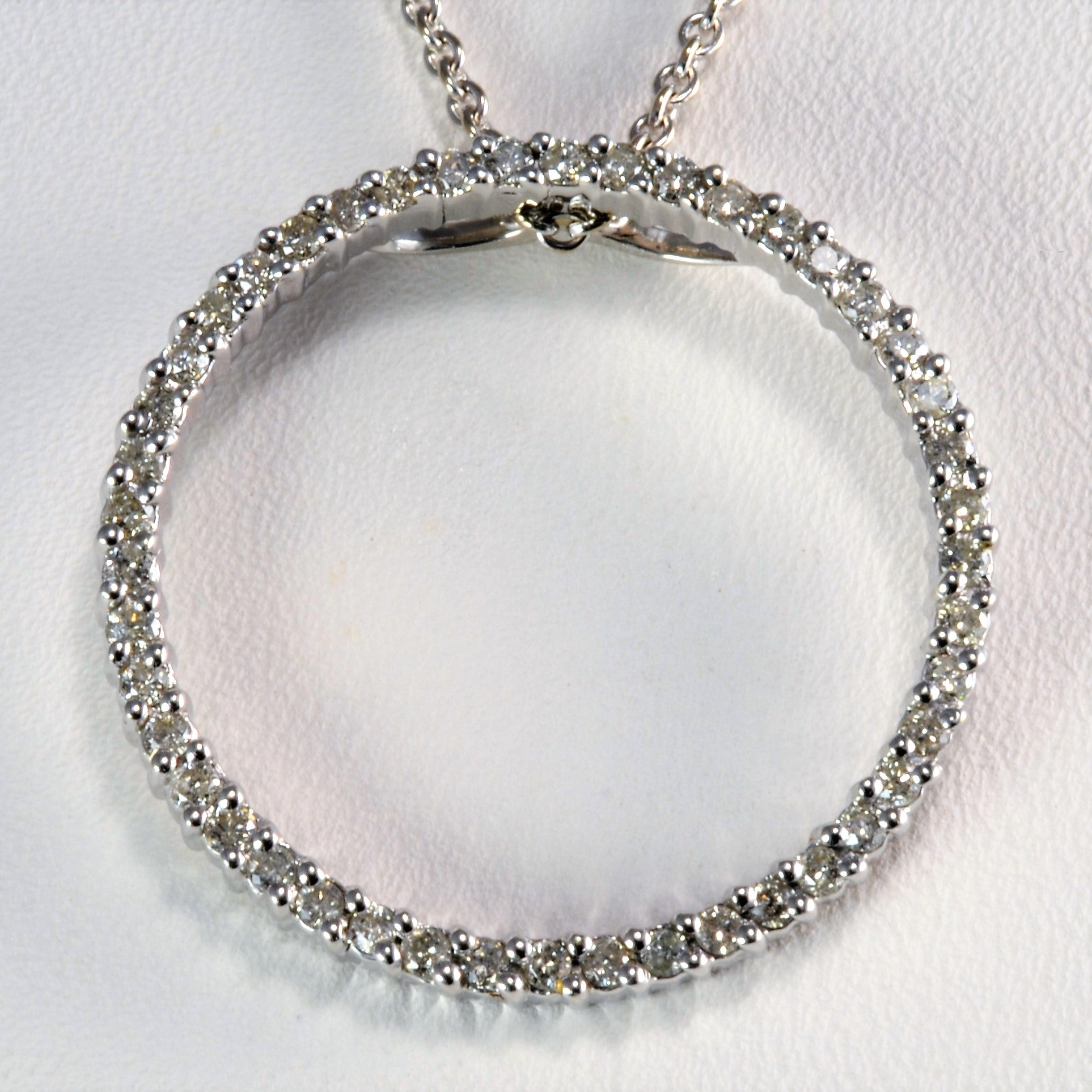 Diamond Circle Pendant Necklace 0.27 Carat 18 Inch Gold Chain - Elegant Jewelry Gift for Women, Perfect for Weddings, Anniversaries & Special Occasions