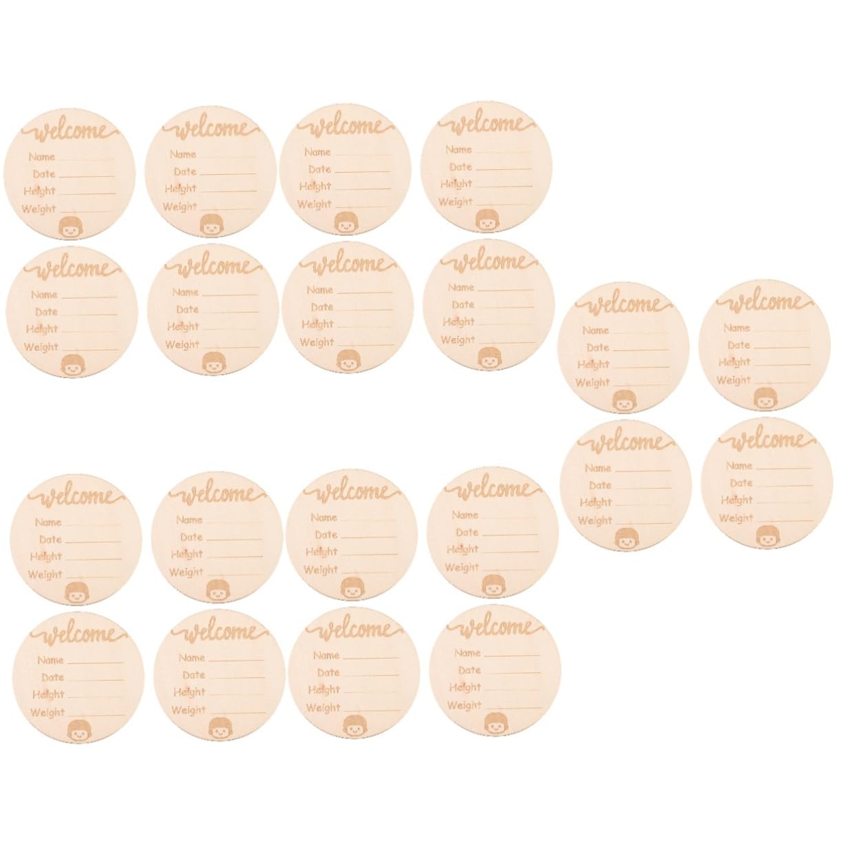 iFundom 20-Piece Wooden Name Sign Cards - Baby Birth Announcement & Milestone Discs for Showers, Gender Reveals, and Nursery Decor - Perfect for Newborn Photography and First Birthday Celebrations