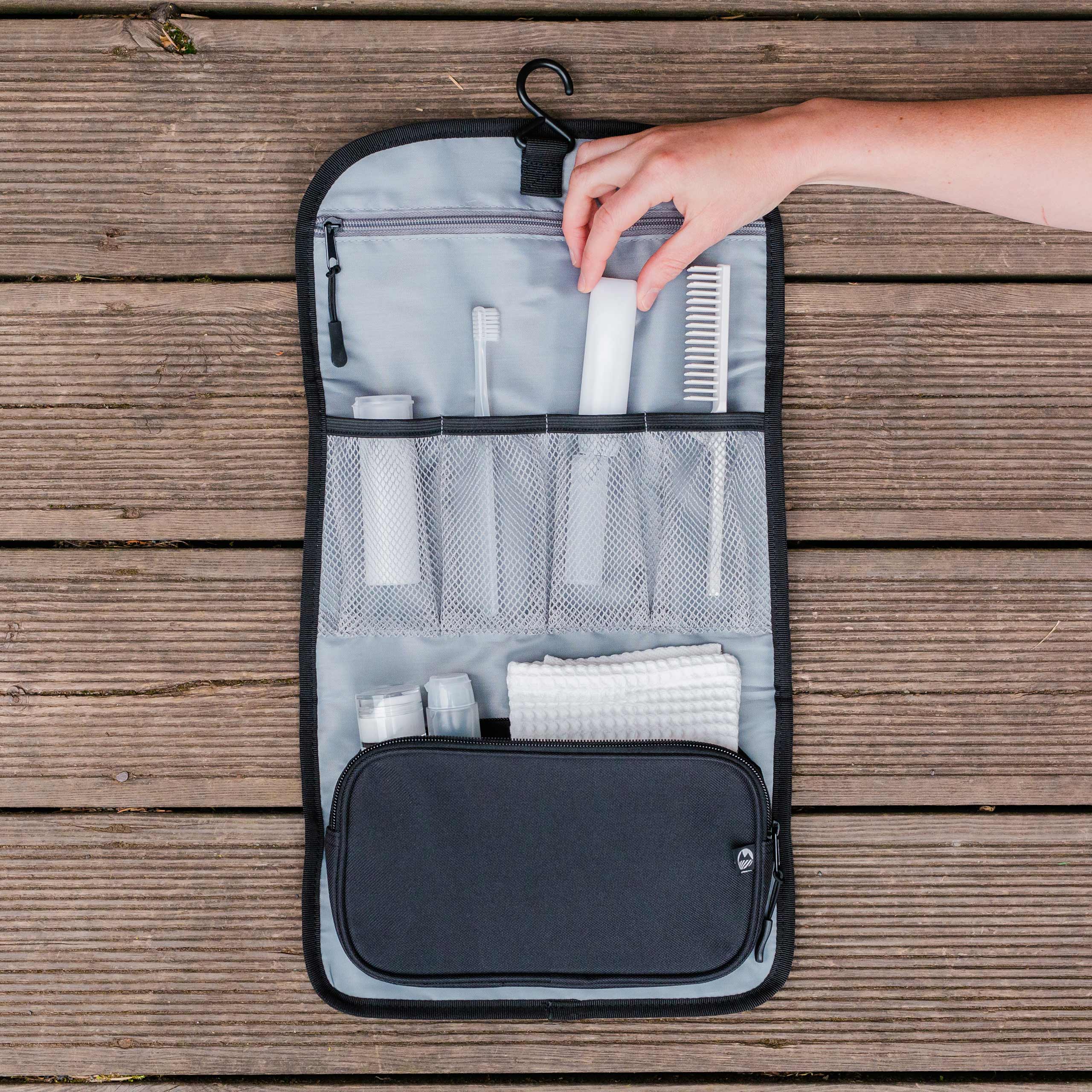 Eskdale Foldable Hanging Travel Toiletry Bag - Waterproof Cosmetic Organizer for Bathroom, Camping & Airplane Travel - Perfect for Toiletries, Makeup & Shower Essentials