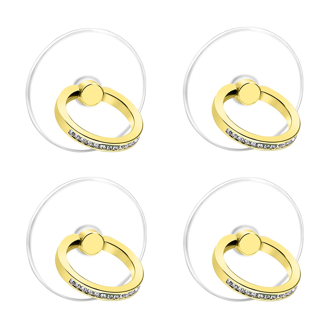 Transparent Phone Ring Stand Holder - 360° Rotating Finger Grip Loop with Strong Adhesive for iPhone Samsung (Gold, Round) - Perfect for Hands-Free Viewing, Selfies & Secure Grip While Commuting