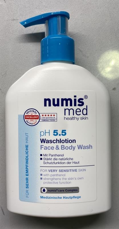 pH 5.5 Gentle Face & Body Wash for Sensitive Skin | Vitamin B5 Enriched Moisturizing Shower Gel for Dry Skin | Hypoallergenic pH Balanced Bath Wash for Men & Women (200mL) | Perfect for Daily Cleansing & Hydrating Sensitive Skin