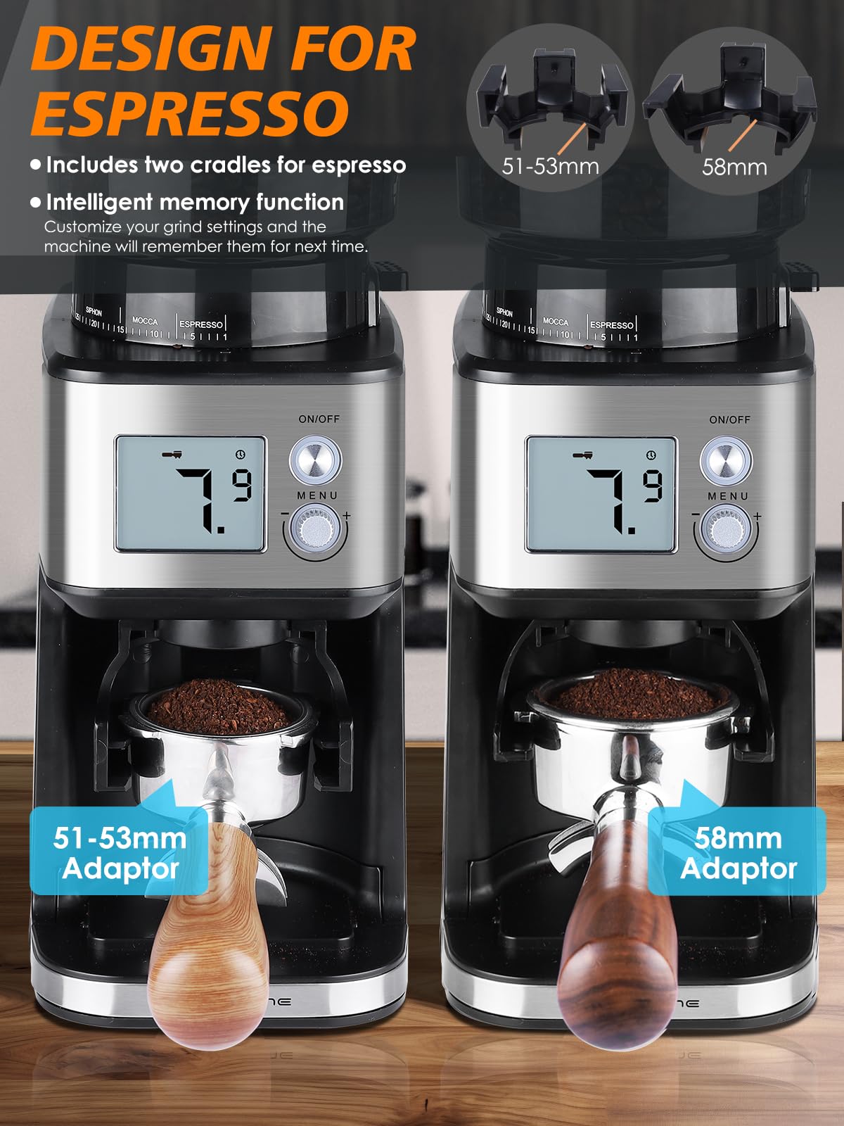 Premium Electric Coffee Grinder with Conical Burr - 51 Precise Settings, Anti-Static Design, Digital Display for Espresso & Drip Coffee - Perfect for Home Baristas & Coffee Enthusiasts (120V, 2-12 Cup Capacity) - Ideal for Morning Brews, Office Use & Entertaining Guests