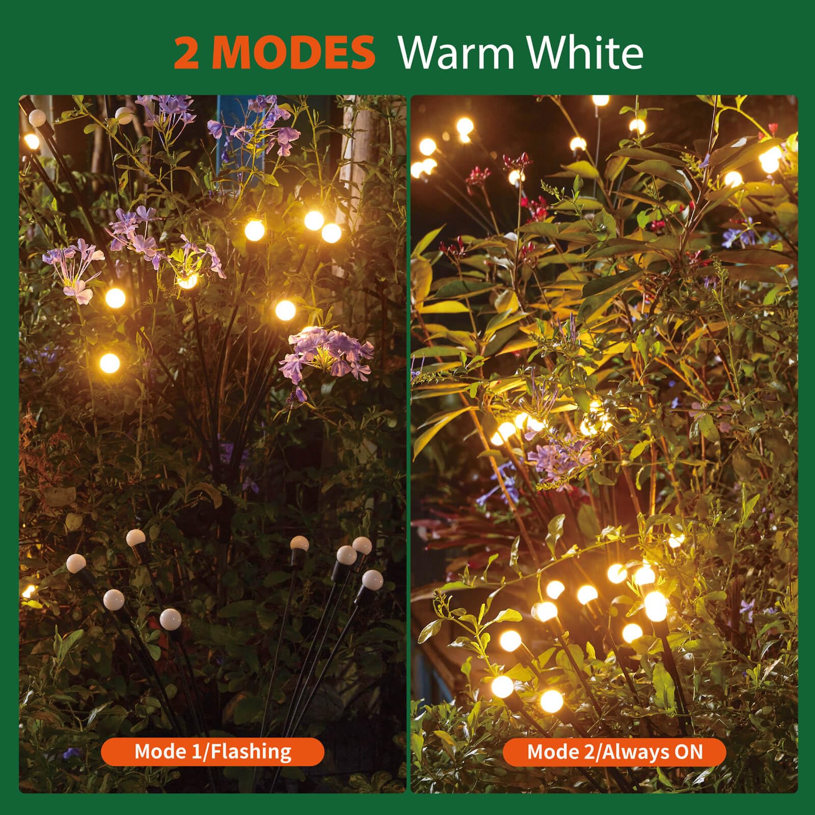 8 LED Solar Powered Firefly Lights - Outdoor Waterproof Starburst Swaying Solar Garden Lights for Pathway, Landscape & Yard Decor (4 Pack, Warm White) | Perfect for Patio, Walkway & Backyard Lighting