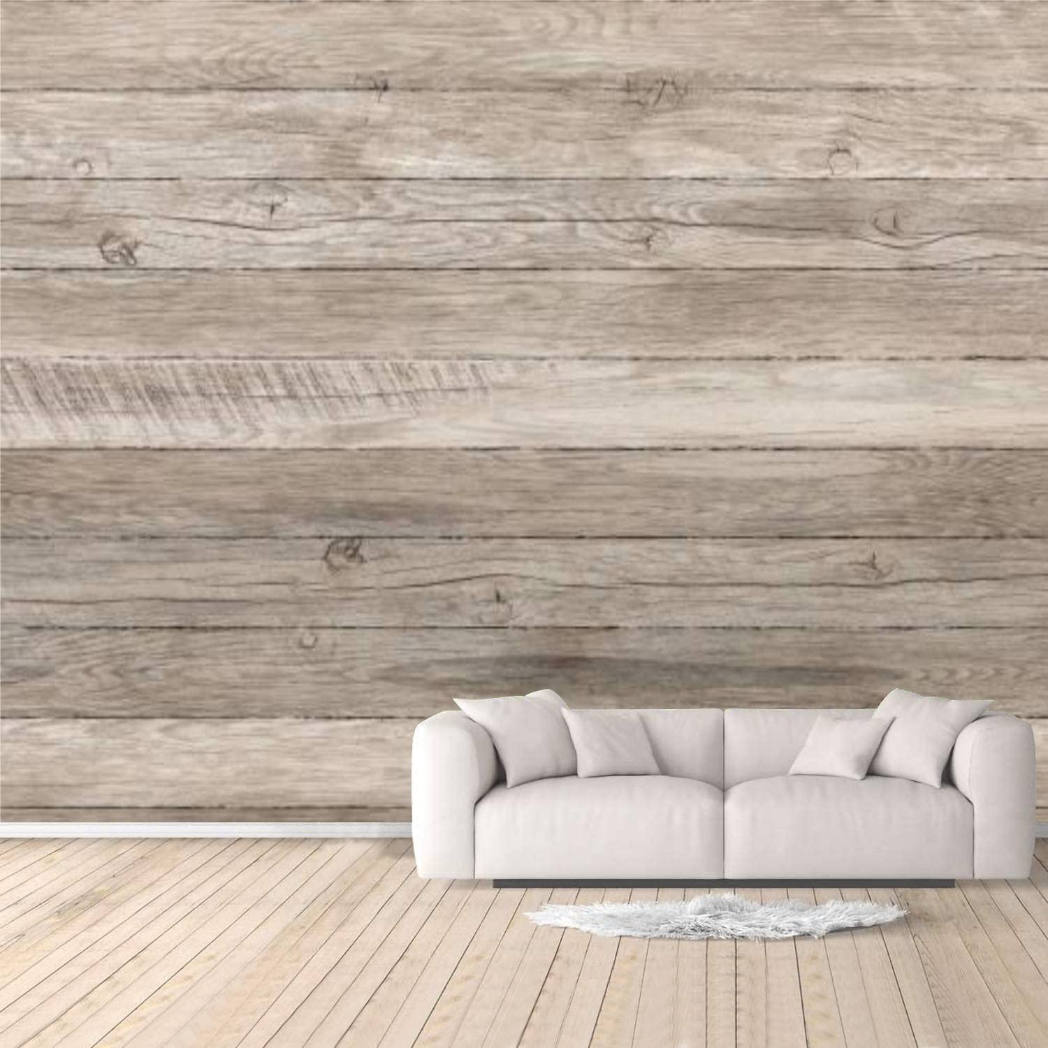 Peel and Stick Wood Wallpaper - Light Grunge Vintage Wood Panels, Self-Adhesive 3D Wall Mural for Bedroom & Living Room Decor | Removable Large Wall Sticker for Home, Office, and DIY Projects
