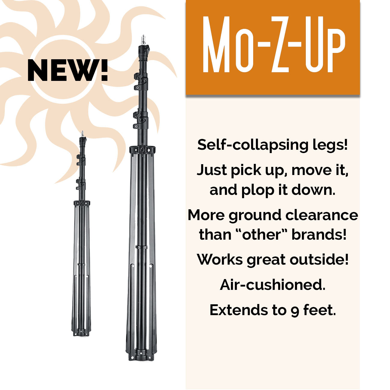 Mo Z Up Self Collapsing Legs - Portable and Compact for Travel, Camping, and Outdoor Adventures
