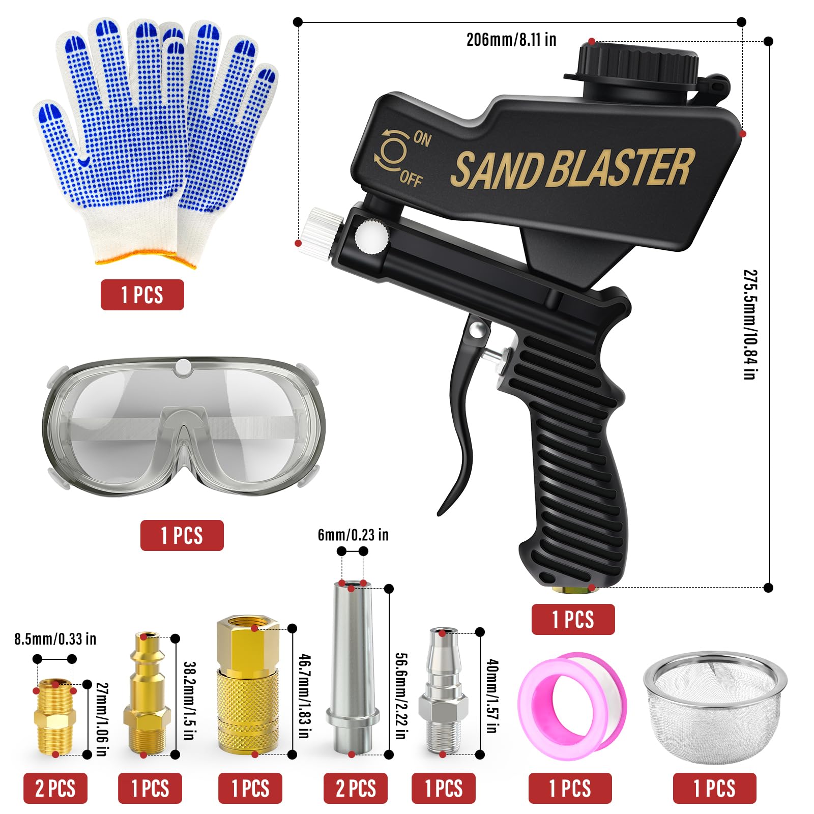 Portable Air Sand Blaster Gun Kit - Compact & Powerful for Paint, Rust, and Grime Removal from Metal & Wood | Perfect for DIY Auto Restoration, Metal Cleaning, and Wood Surface Prep
