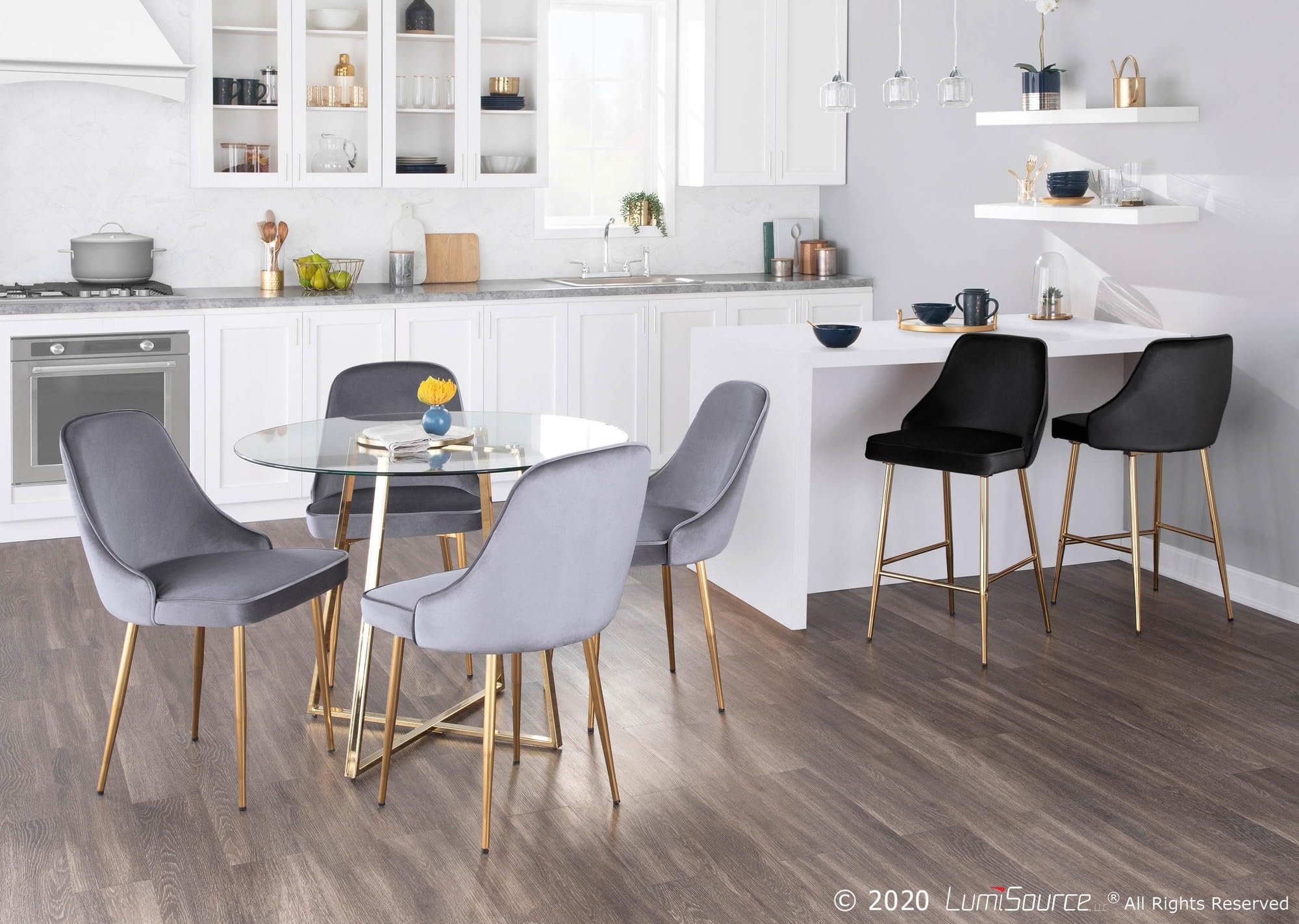 LumiSource Marcel Upholstered Dining Chairs Set of 2 - Modern Kitchen Chairs for Dining Table, Comfortable Contemporary Seating for Home, Restaurant & Office Use