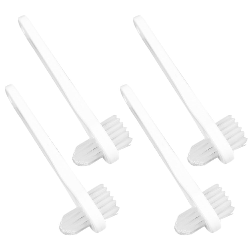 Beaupretty 4 Pack Double Headed Toothbrush Cleaners - Portable Finger Nail & Teeth Cleaning Brush Set, Travel Friendly White PP Material - Perfect for Travel, Home & Office Use