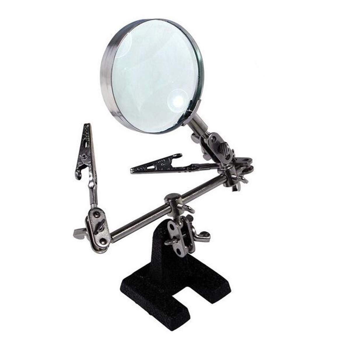 WooDeY 5X Third Hand Soldering Iron Stand with Helping Clamp & Magnifying Glass - Precision Soldering Tool for Electronics Repair, Jewelry Making, and DIY Projects