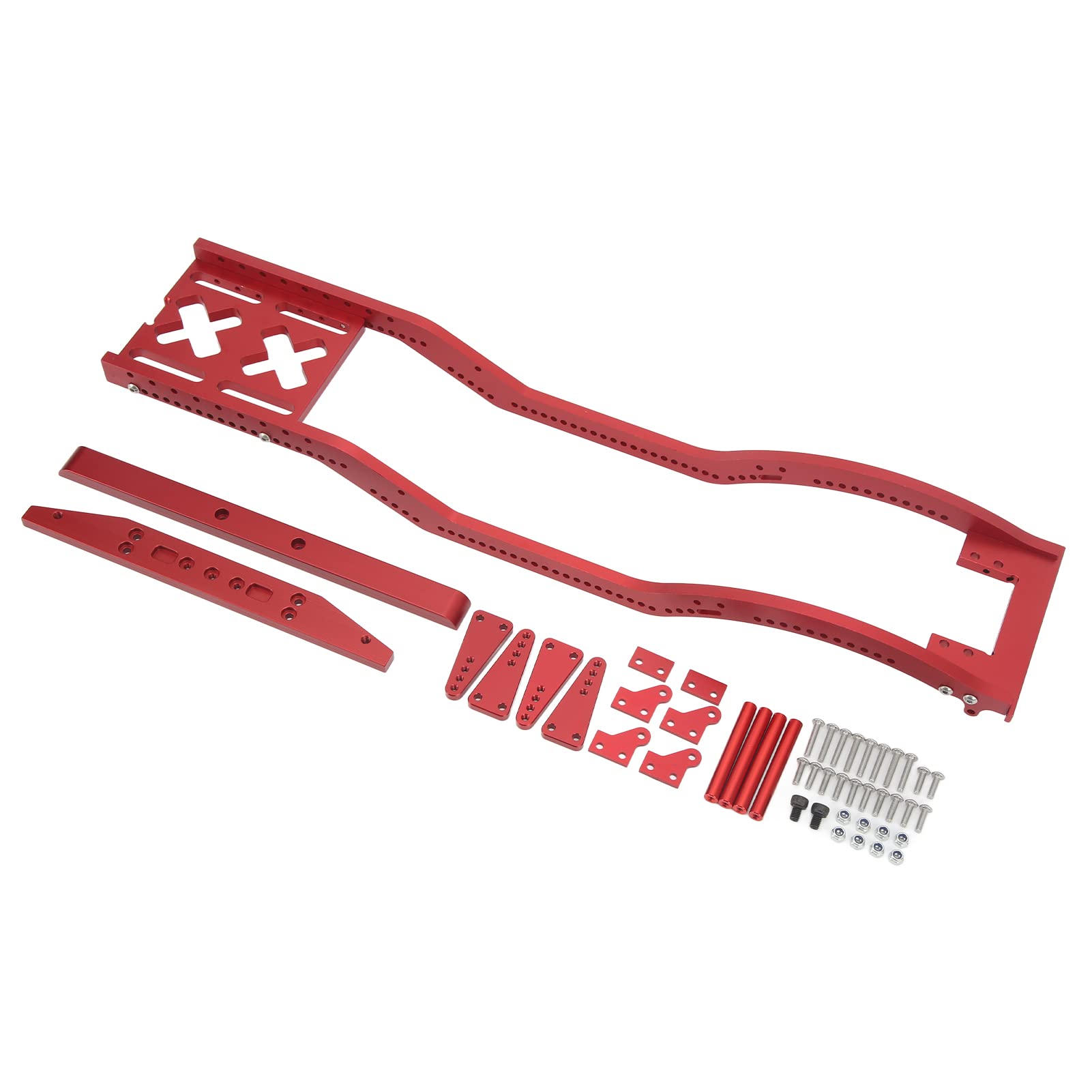 Anodized Aluminum Alloy RC Car Chassis Frame Set - High Hardness Upgrade for 1/10 Scale RC Crawler Cars (Red) | Professional Craftsmanship for Off-Road Racing & Trail Crawling Adventures