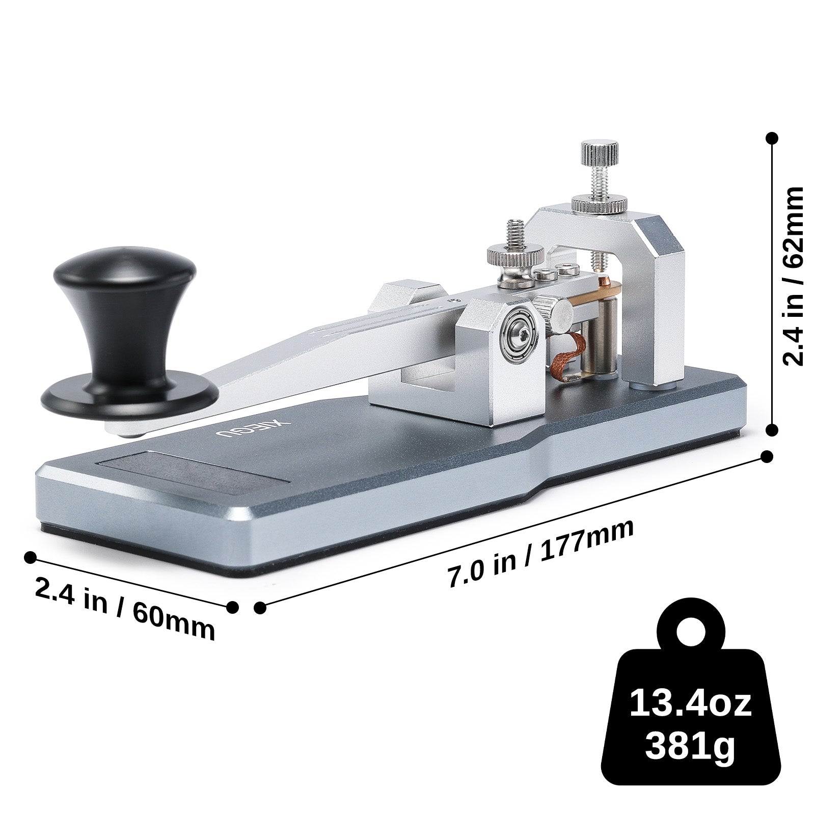 Xiegu VK 5 Mini CW Straight Key - Durable CNC Aluminum Morse Code Key with 3.5mm Jack | Compatible with Xiegu G90, X6100, X6200, X5105, G106 HF Transceivers | Perfect for Amateur Radio, Morse Code Practice & Field Operations