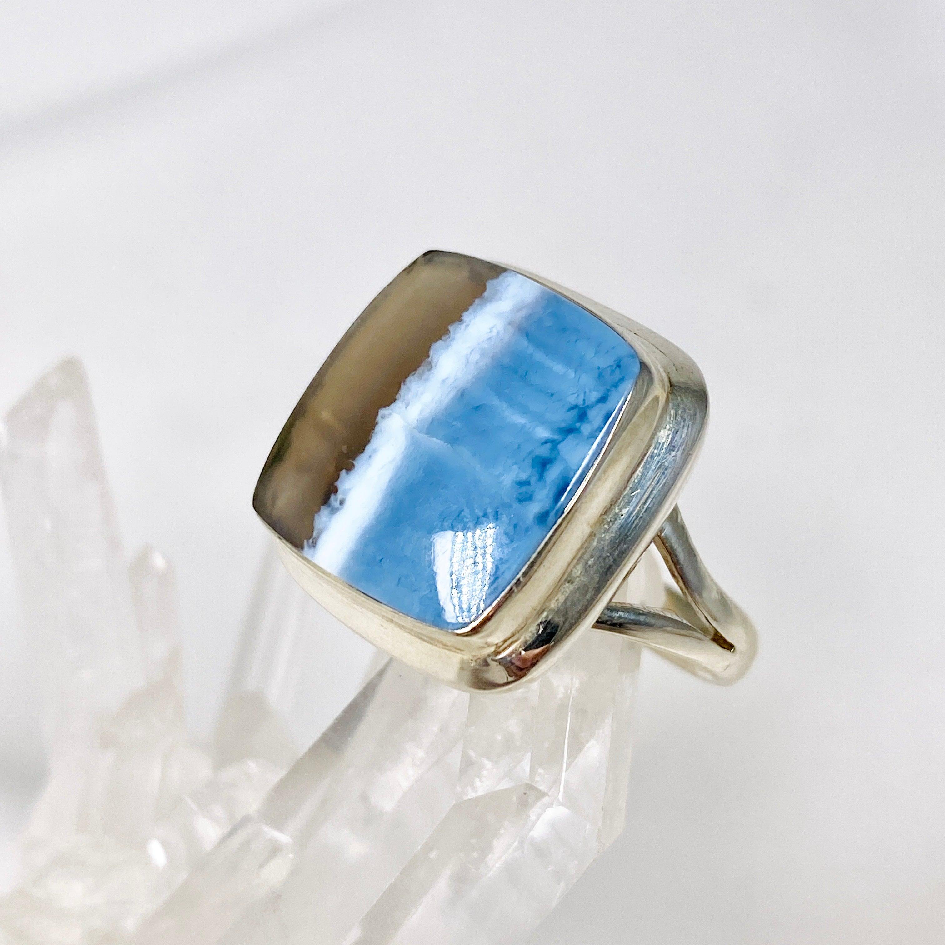 Owyhee Blue Opal Square Ring - Size 7 - KRGJ2325 - Elegant Jewelry for Women, Perfect for Weddings, Parties & Everyday Wear