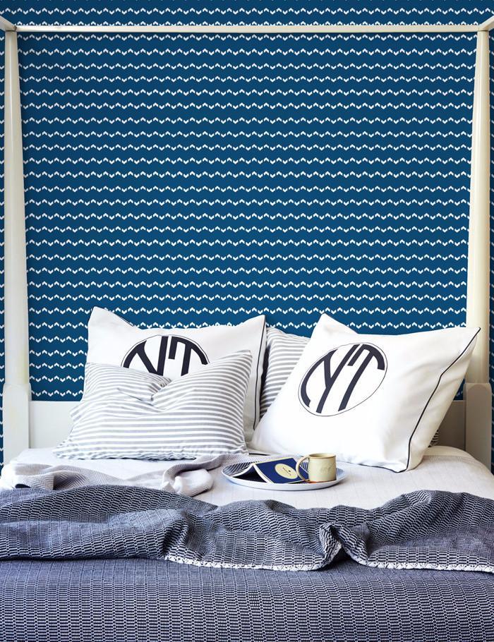 Fes Zag Wallpaper by Wallshoppe in Cadet Blue - Premium Peel and Stick Removable Wallpaper for Bedroom, Living Room, and Nursery Decor