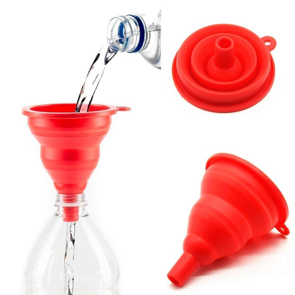 Collapsible Silicone Funnel for Water Bottles - Foldable Liquid & Powder Transfer Hopper (Multicolor, 1 Pack) - Perfect for Kitchen, Camping, and DIY Projects