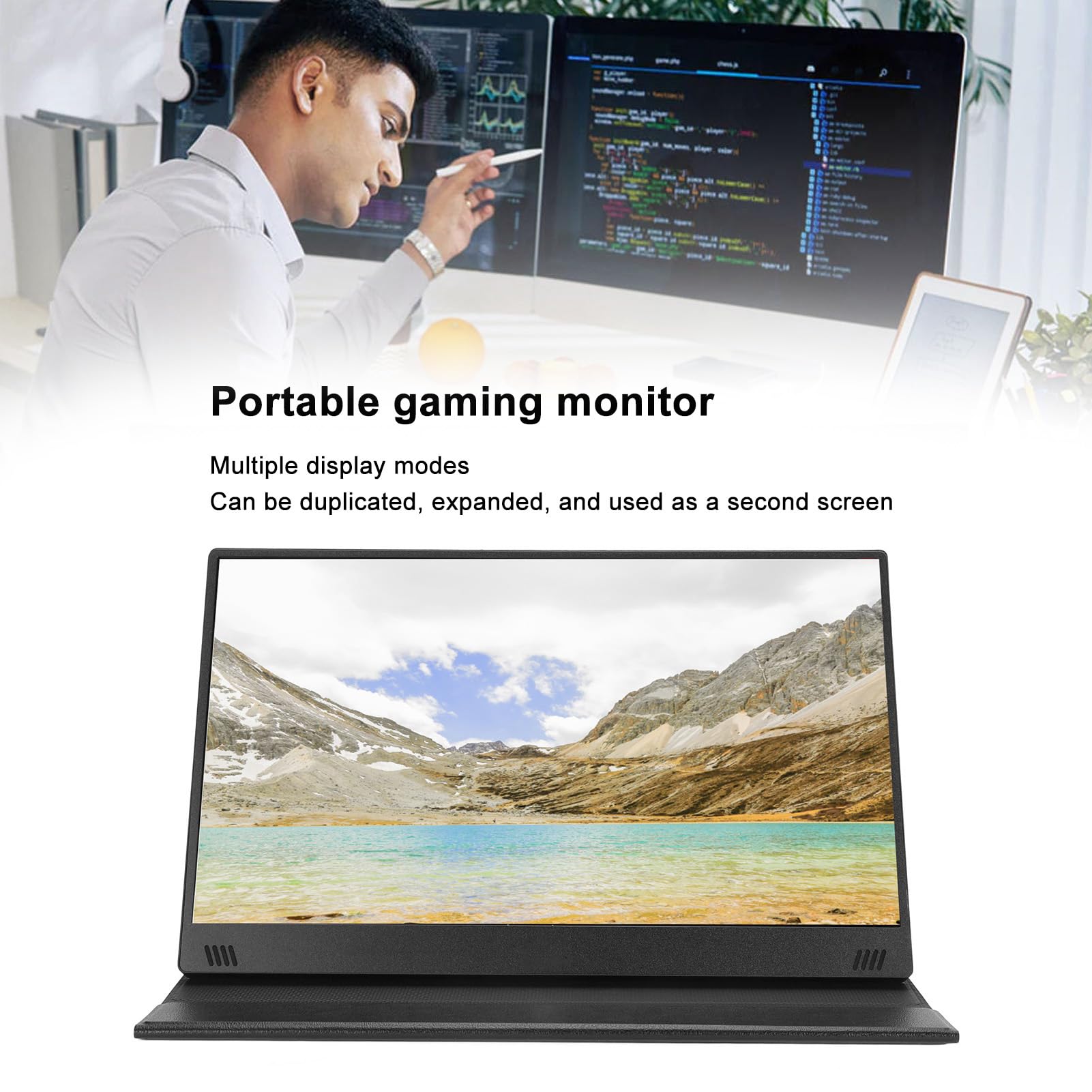 Monitor da Gioco Portatile 14 Pollici FHD 1080P, Secondo Schermo Esterno Sottile e Leggero con Modalità Visualizzazione Multiple, Spina Europea - Ideale per Lavoro, Studio e Gaming