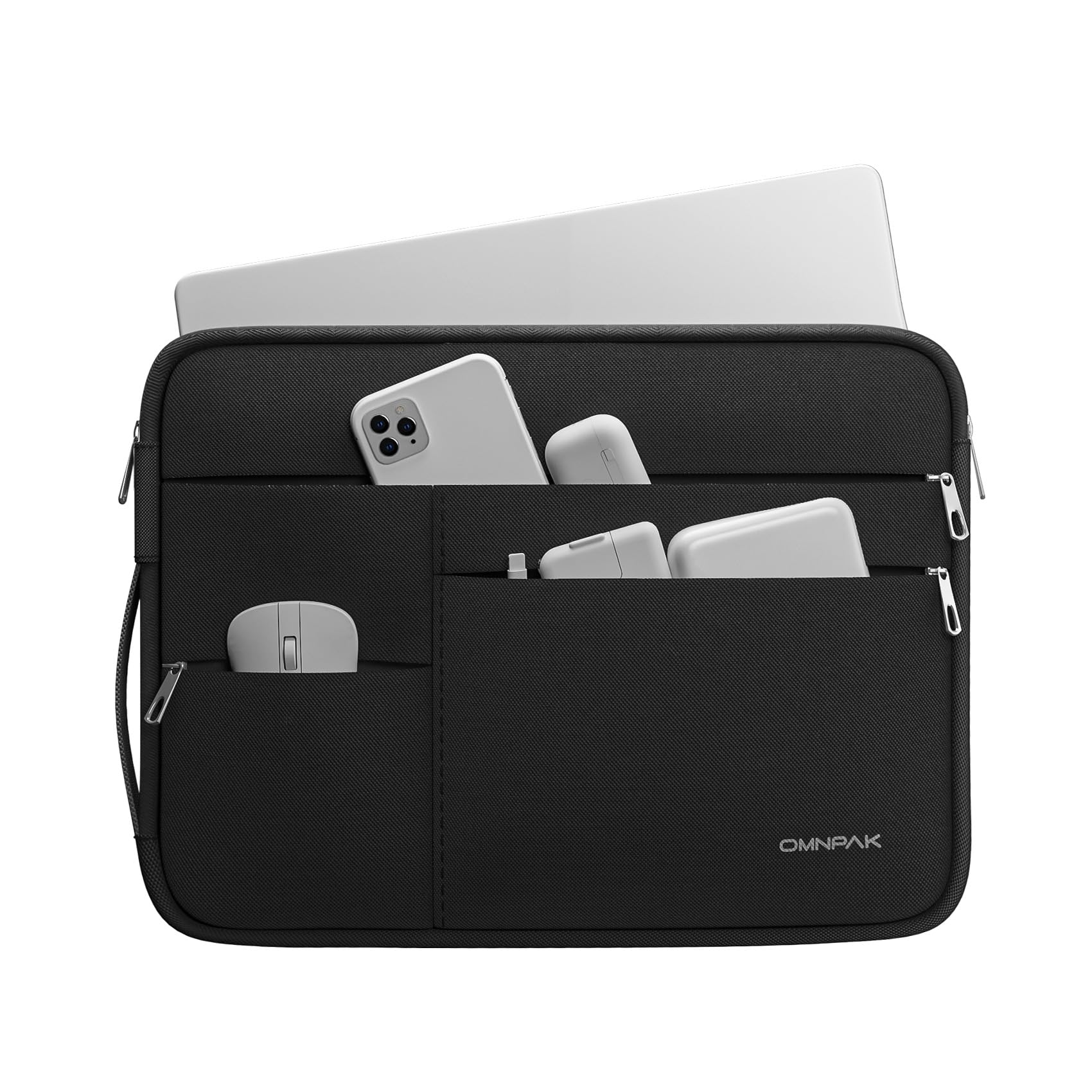 Omnpak 13.6 Inch MacBook Air M4/M3/M2/M1 Protective Laptop Sleeve Case - Padded Water-Resistant Cover with Multi-Pocket & Handle, Also Compatible with MacBook Pro 13 M2/M1 - Perfect for Travel, Office & School Use
