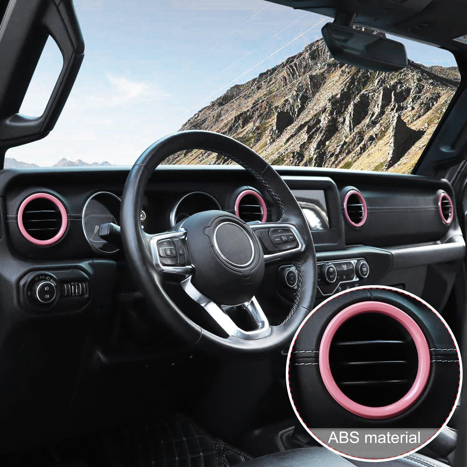 JeCar Pink Interior Trim Kit for Jeep Wrangler 2018-2023 JL - Dashboard & AC Vent Rings Accessories | Upgrade Your Ride's Style & Protection