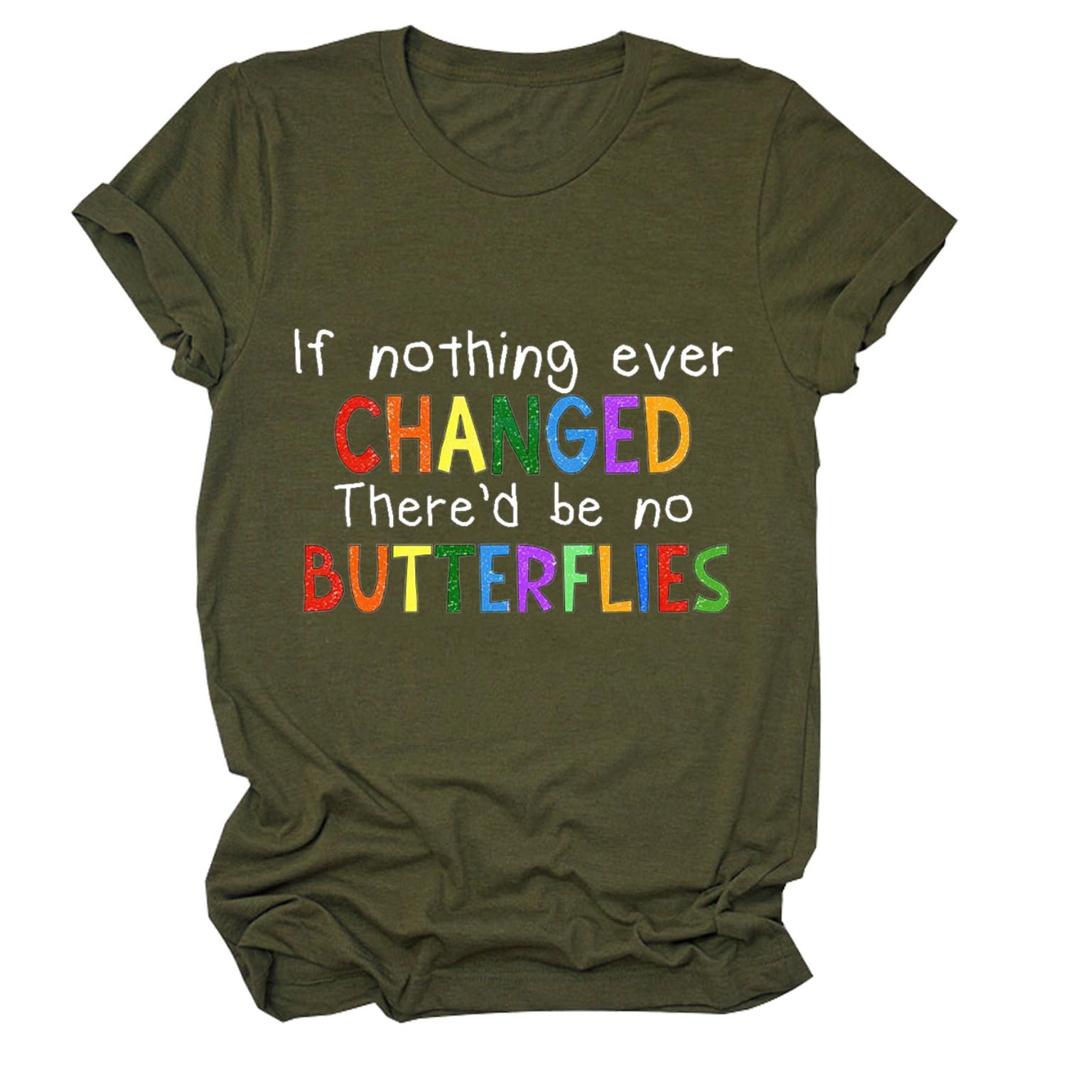 Inspiring Butterfly Change Quote T-Shirt for Women - Short Sleeve Cute Graphic Teacher Tee - Perfect for Classroom, Casual Wear & Butterfly Lovers