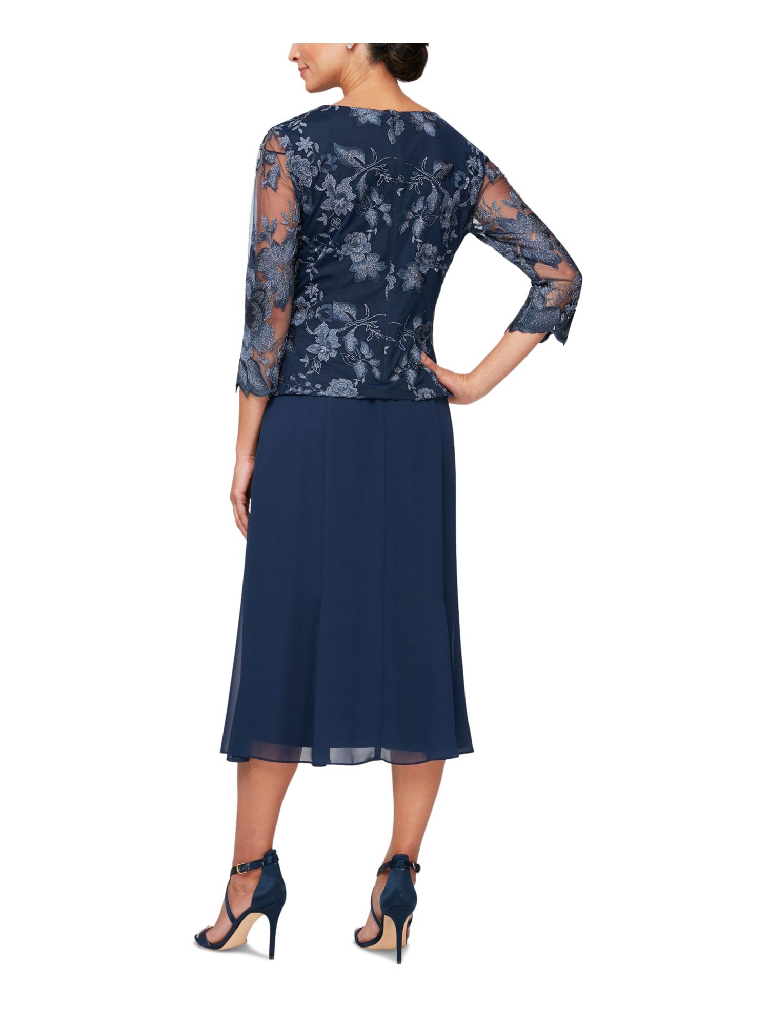 Alex Evenings Women's Tea Length Jacket Dress for Weddings & Formal Events - Petite & Regular Sizes - Elegant Cocktail Attire for Bridal Showers, Parties & Special Occasions