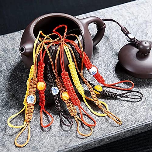 8-Piece Hand-Woven Teapot Rope Set - Traditional Kung Fu Tea Ceremony Accessory with Porcelain Beads for Ceramic Teapots & Cups - Perfect for Chinese Tea Brewing, Home Decor and Gift Giving
