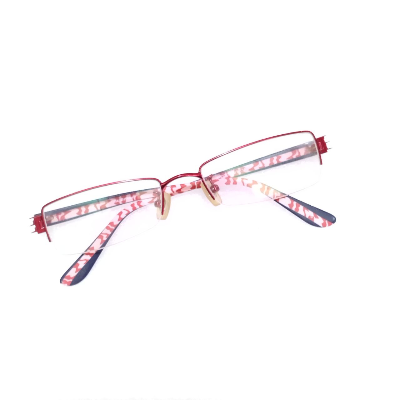 Stylish Red Supra Half Rimless Blue Light Blocking Glasses for Women - X013 - Perfect for Computer Work, Gaming & Screen Time Protection