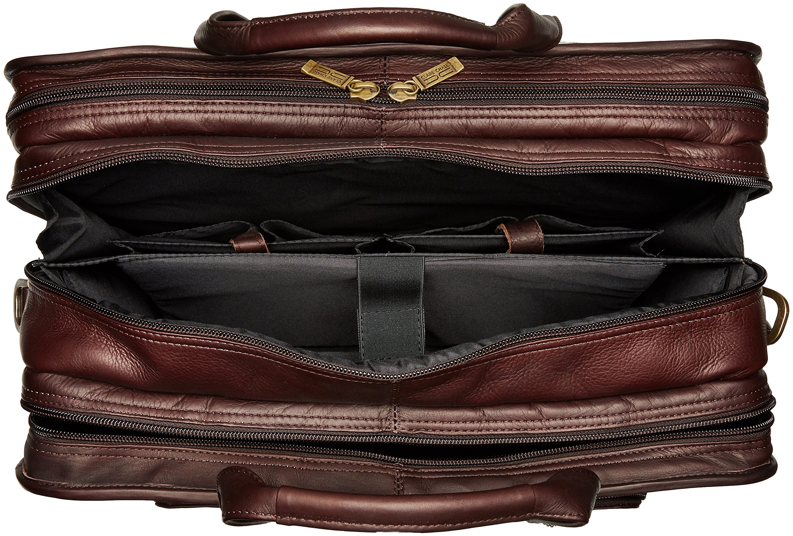 Claire Chase Jumbo Executive Laptop Briefcase for Business Professionals - Stylish Cafe Brown Leather Computer Bag - Perfect for Office, Travel & Business Meetings