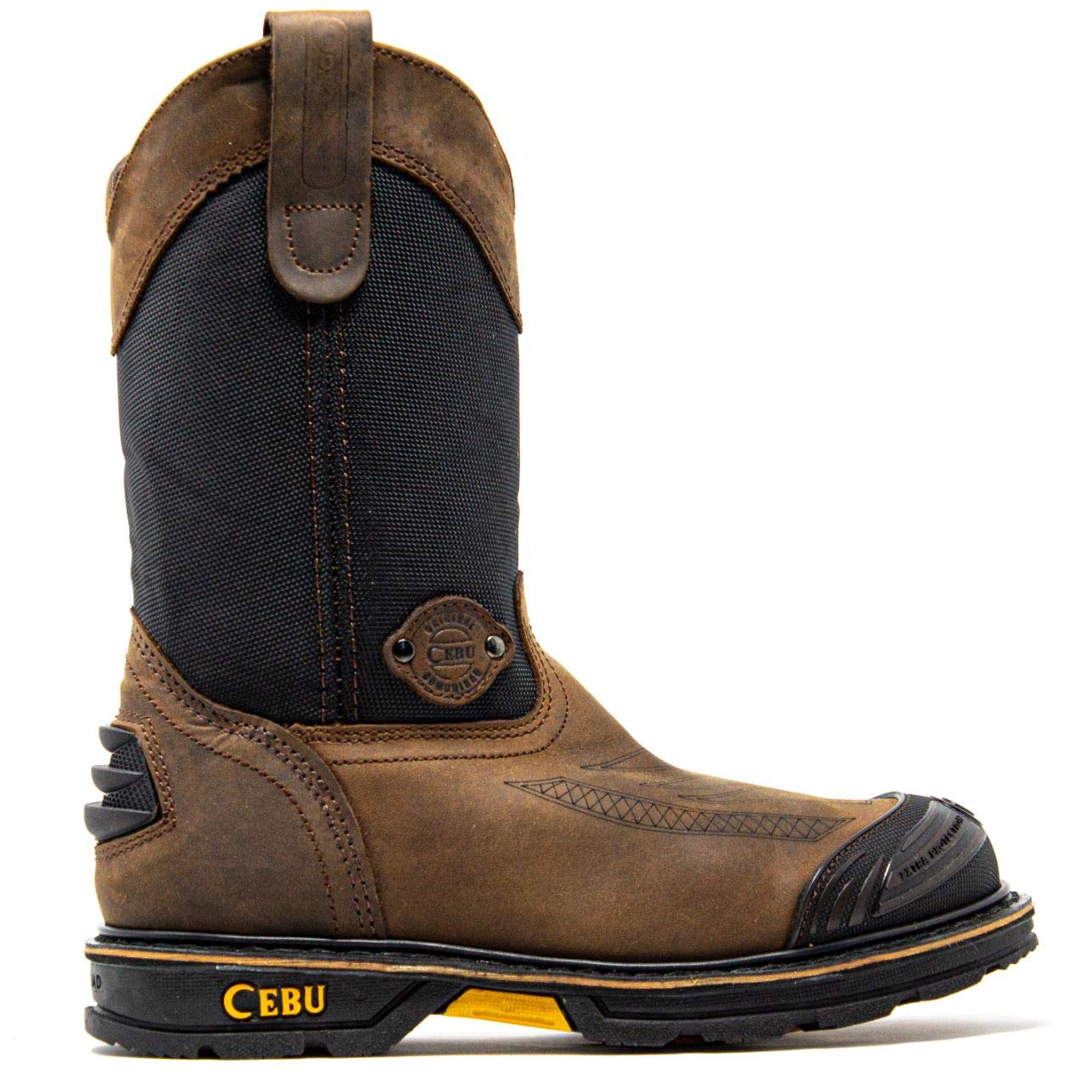 CEBU Men's HL200 Soft Toe Work Boots - Heavy Duty Leather Safety Shoes, Oil & Acid Resistant, Comfortable & Breathable Pull-On Boots for Warehouse, Construction, Manufacturing, Truck Drivers - 10 Inch Workwear for Outdoor Labor & Industrial Jobs