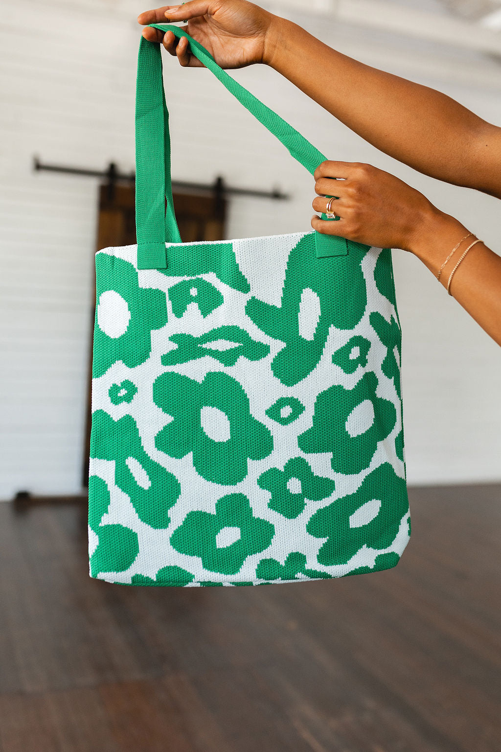 Lazy Daisy Knit Bag in Green - Eco-Friendly Cotton Tote for Women | Perfect for Grocery Shopping, Beach Trips & Daily Use