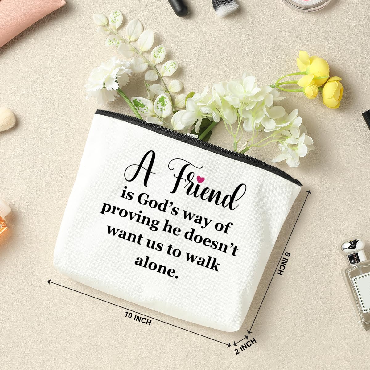 5 PCS Friendship Gift Set for Women - Bestie Gifts for Her, Sister, Daughter - Graduation, Christmas, Birthday Present - Cosmetic & Travel Toiletry Bags for Daily Use, Vacation & Special Occasions